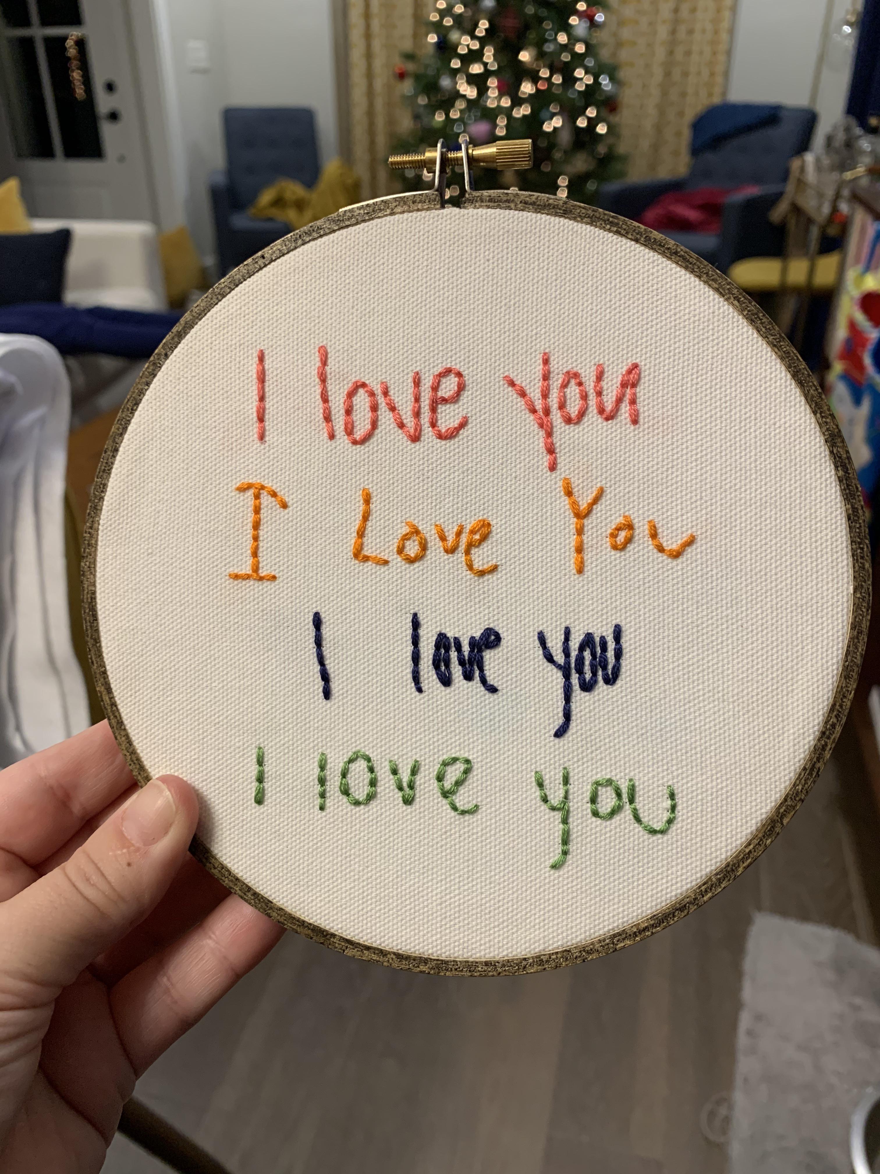 Site:reddit.com Best Christmas Gifts For Dads 2022 Christmas Gift For My Mom. “I Love You” In My And Each Of My Siblings' Handwriting. : R/Embroidery