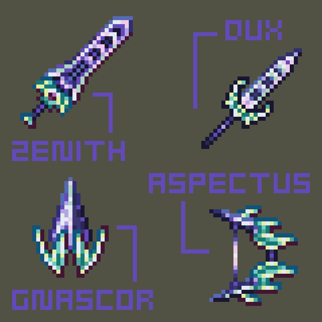 I made three new zenith like weapons for the other classes. Let me know