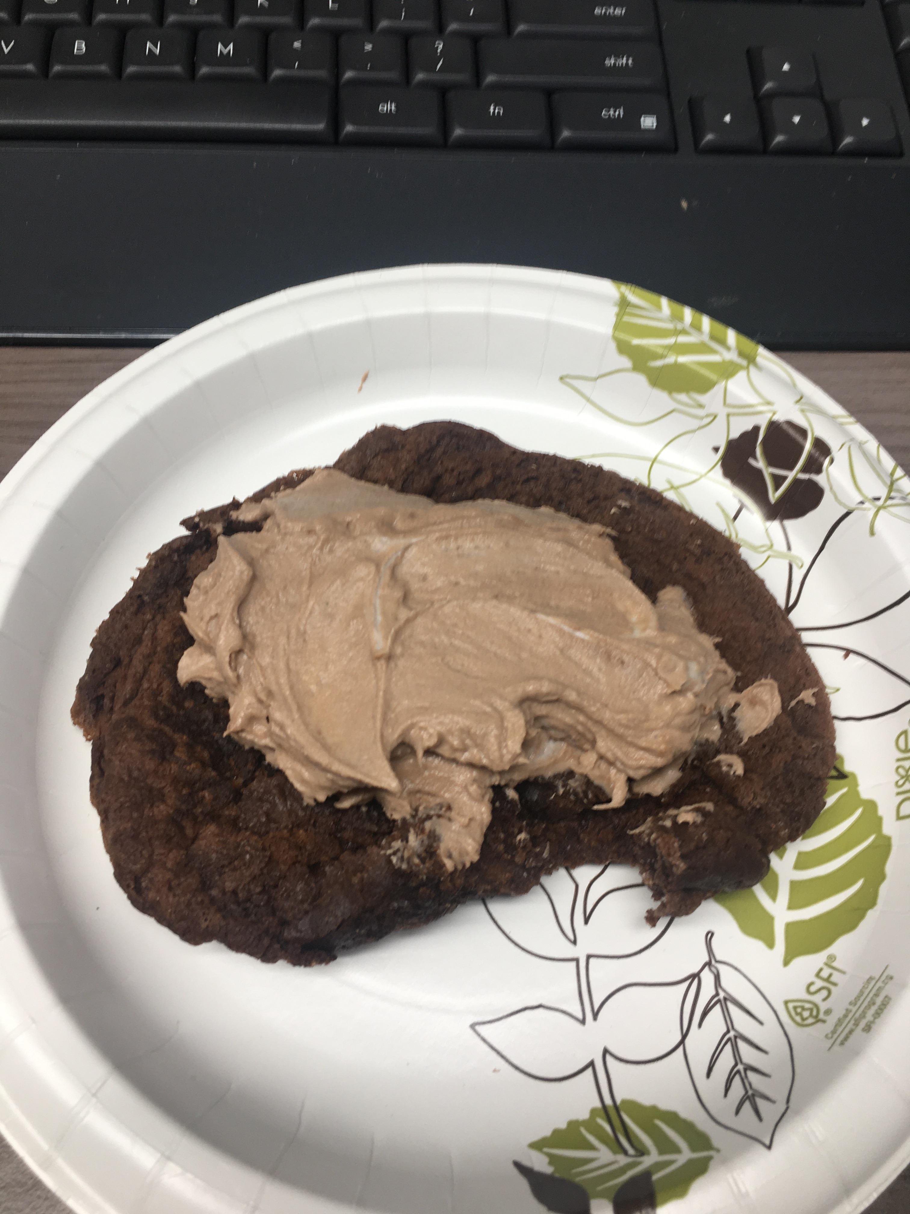 Kodiak high protein chocolate pancake topped with a Greek yogurt/plant