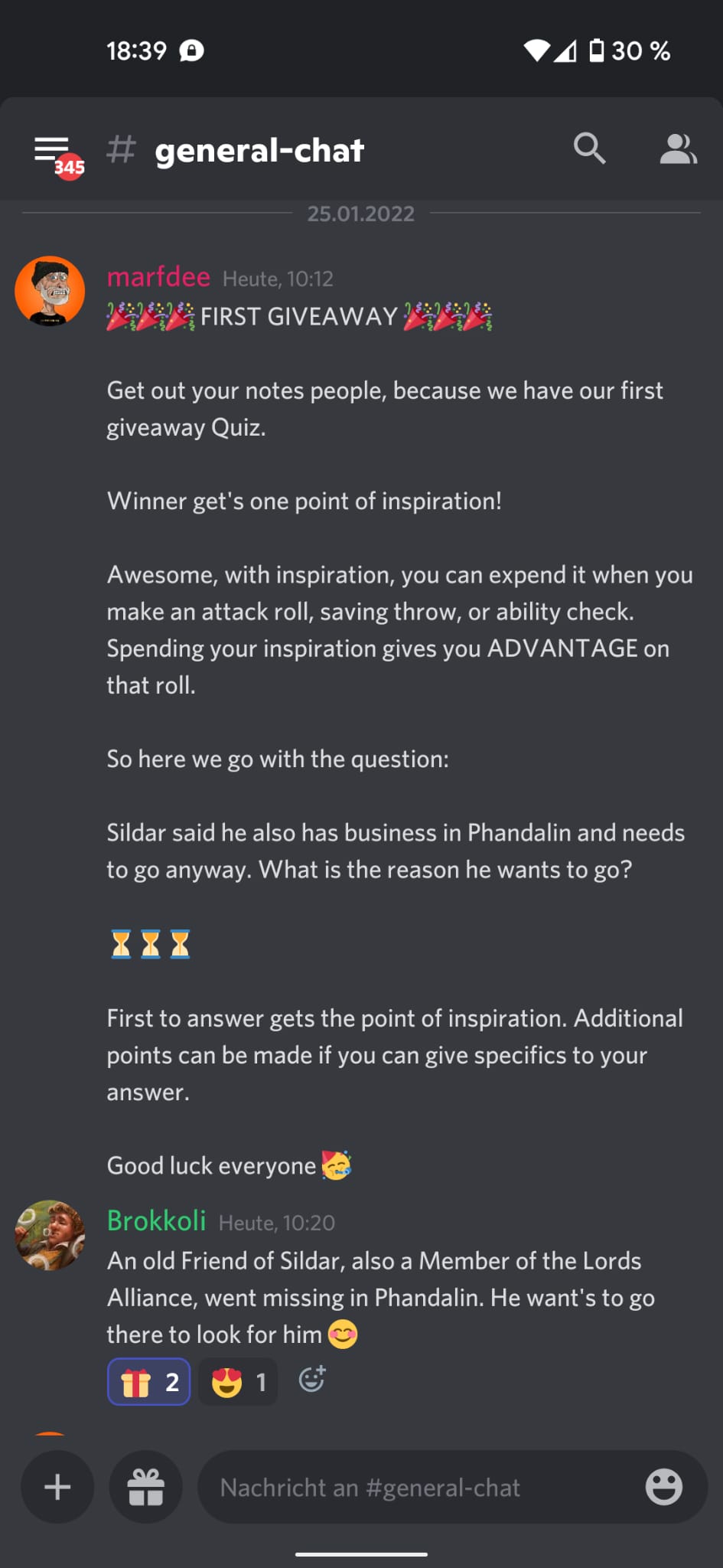 [OC] How I introduced my players to inspiration points and encouraged