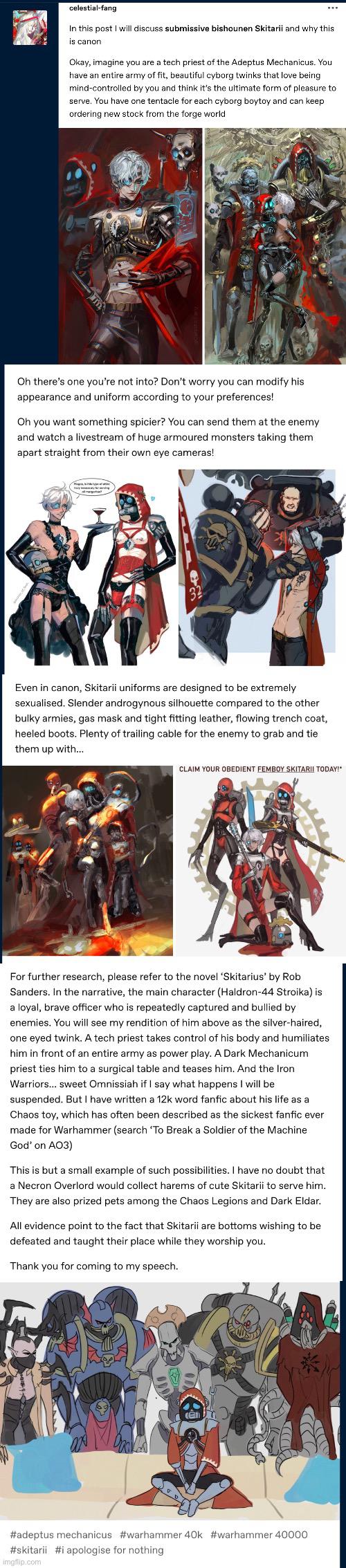 A person known for drawing Warhammer 40k porn mentions the backlash