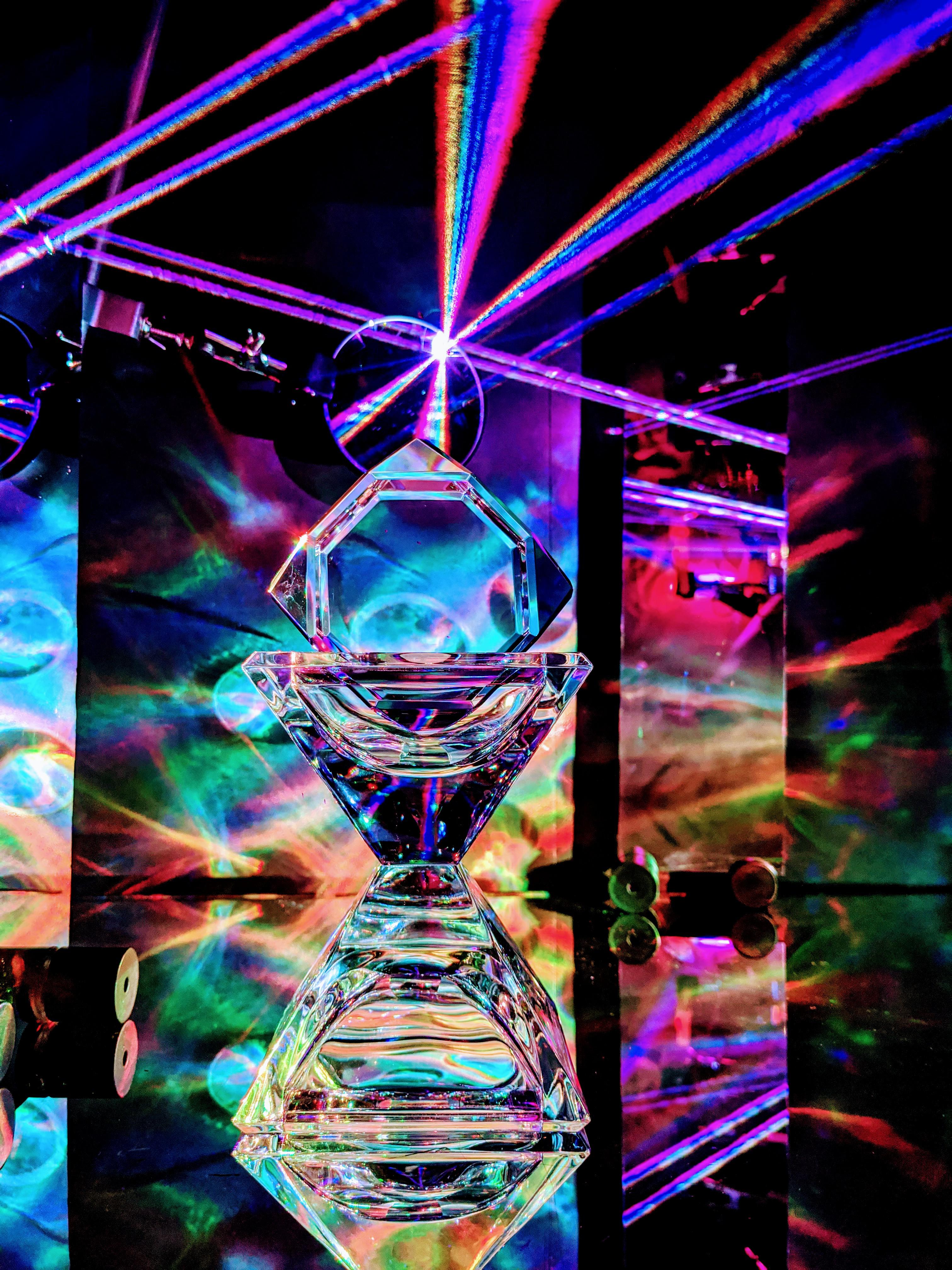 2 RGB laser projectors, some glass, and mirrors. Made in my closet. r/pics