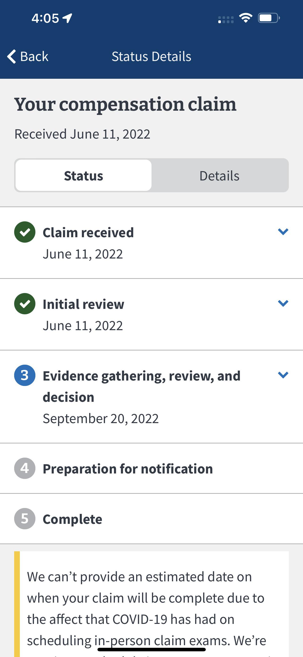 Called the VA hotline and they said it was going for a second review