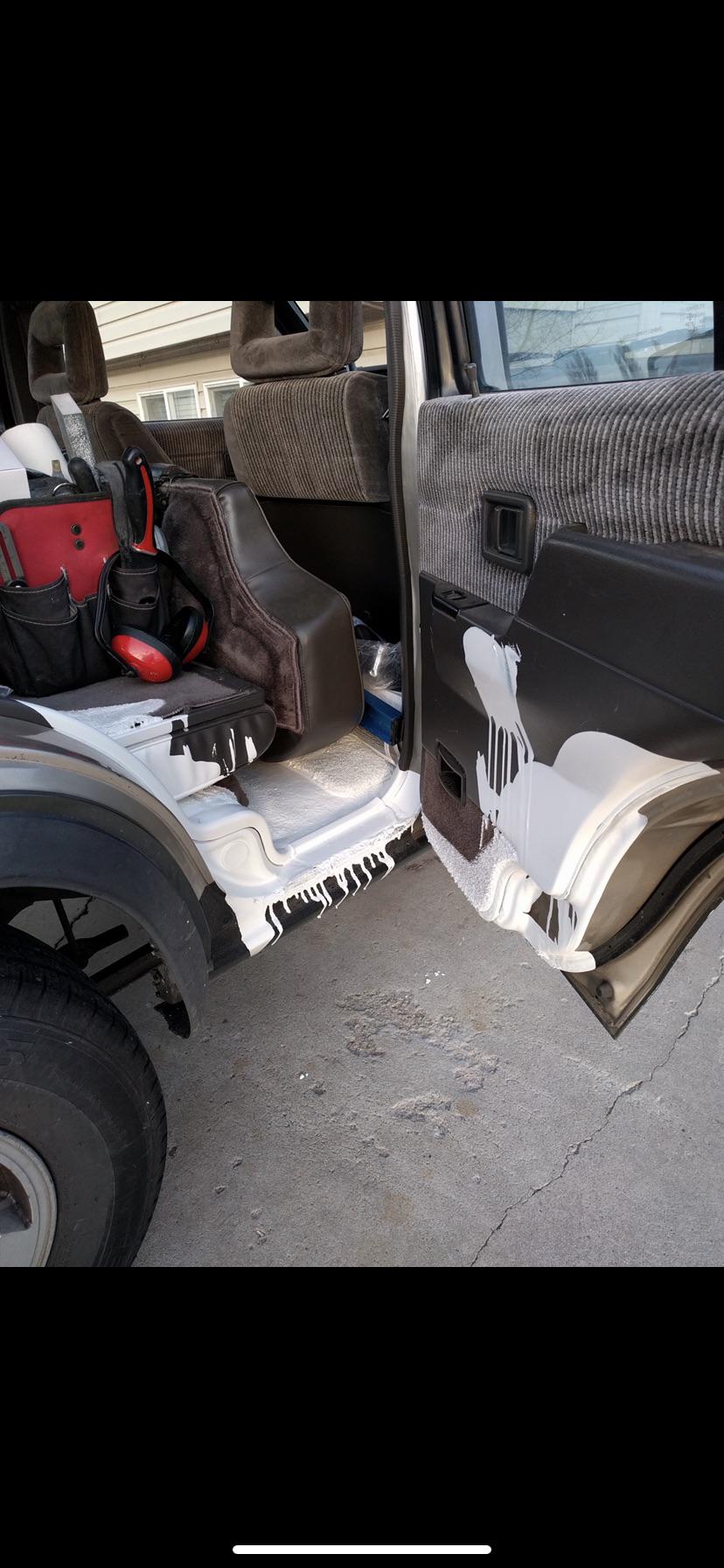 An entire gallon of paint spilled in my car. Liam Nissan was never the