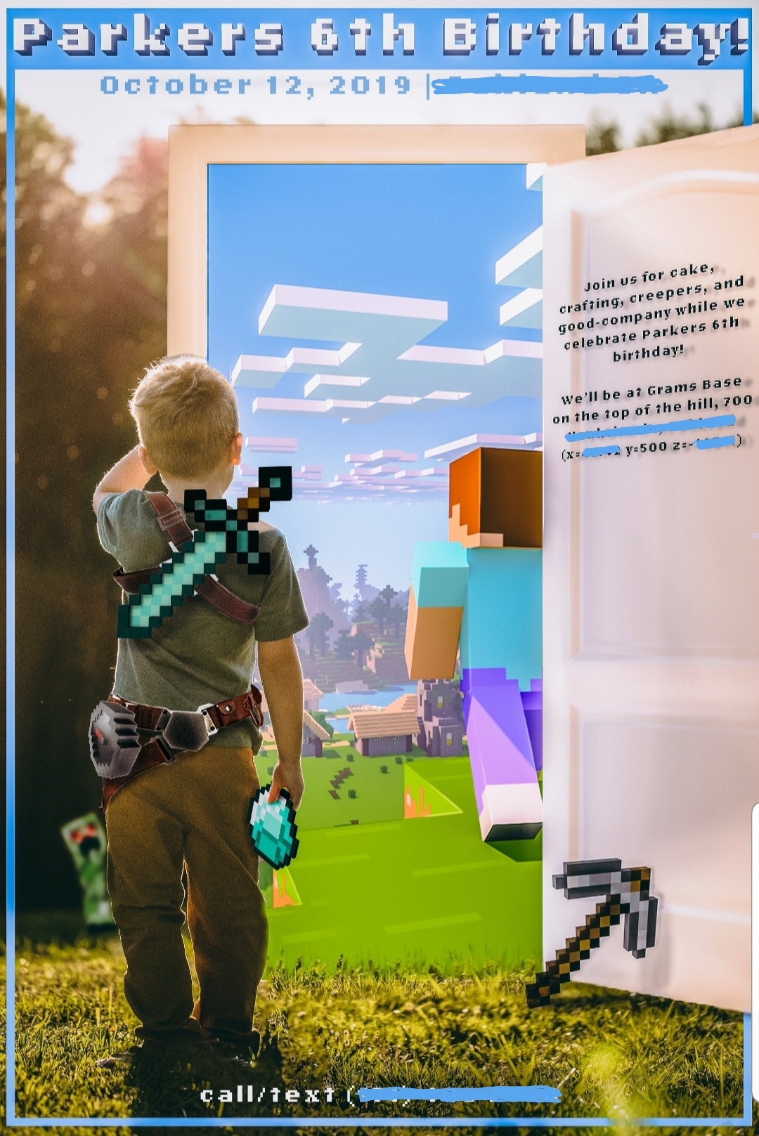 I made my son some custom birthday invitations for his Minecraft