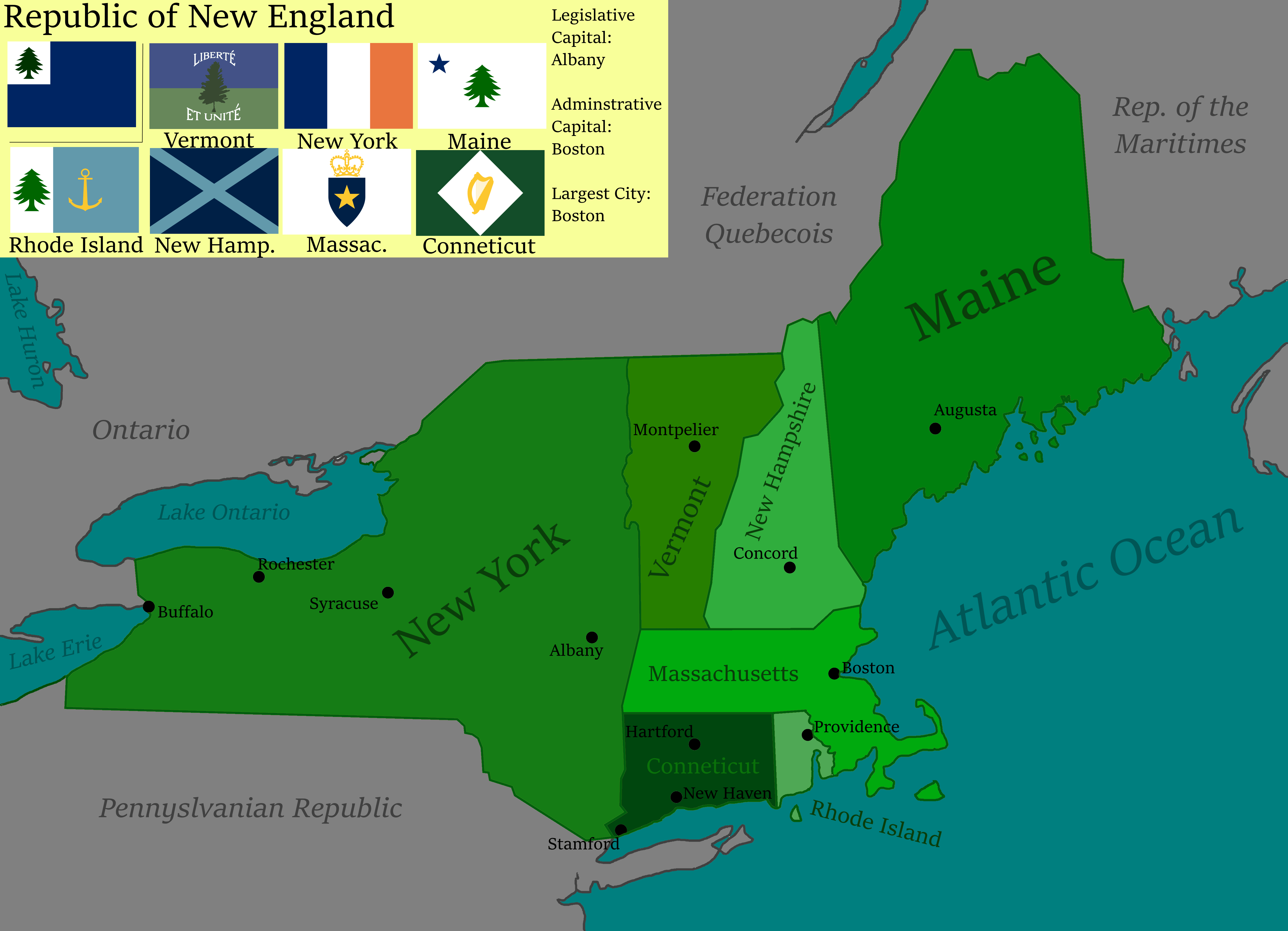 Republic of New England r/imaginarymaps
