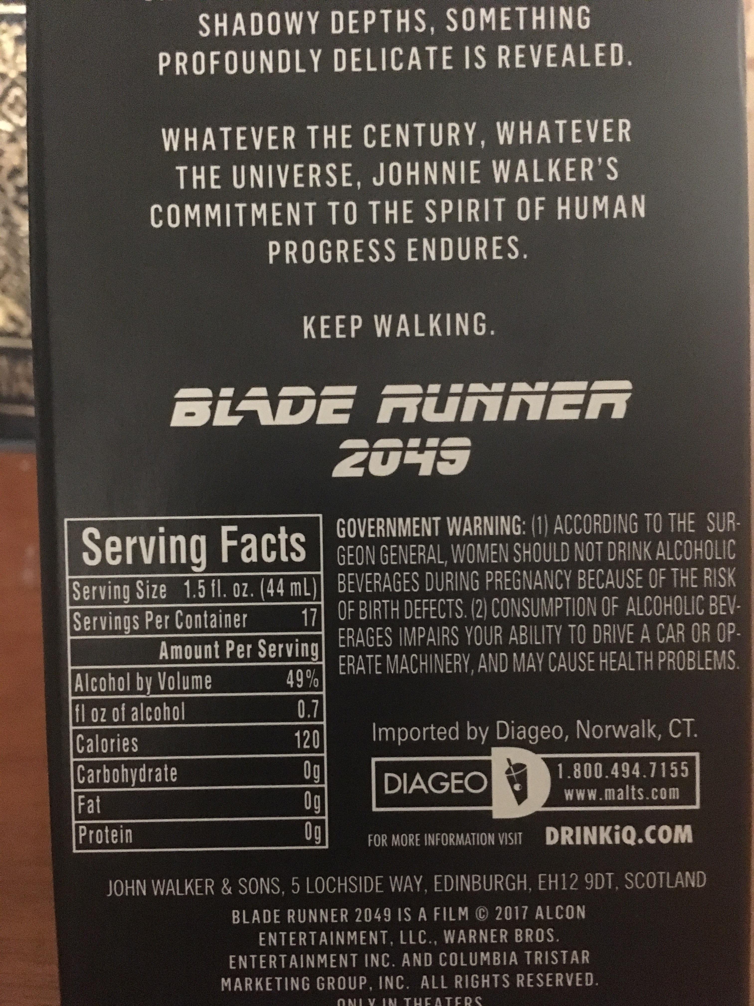 Johnnie Walker Black Label The Director ‘s Cut Nutritional