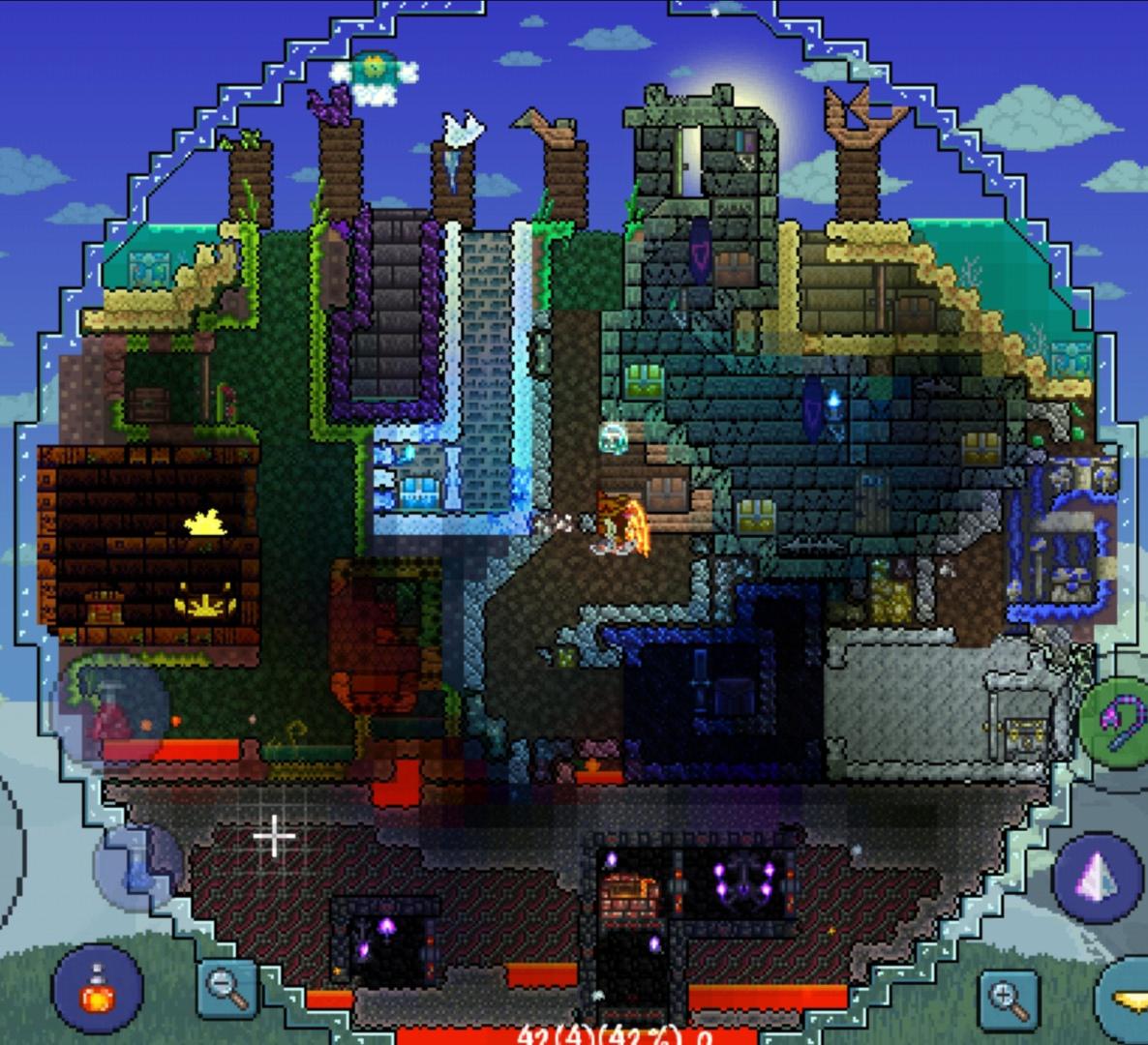Hi, I recreated the whole world of terraria in one circle. I am Russian