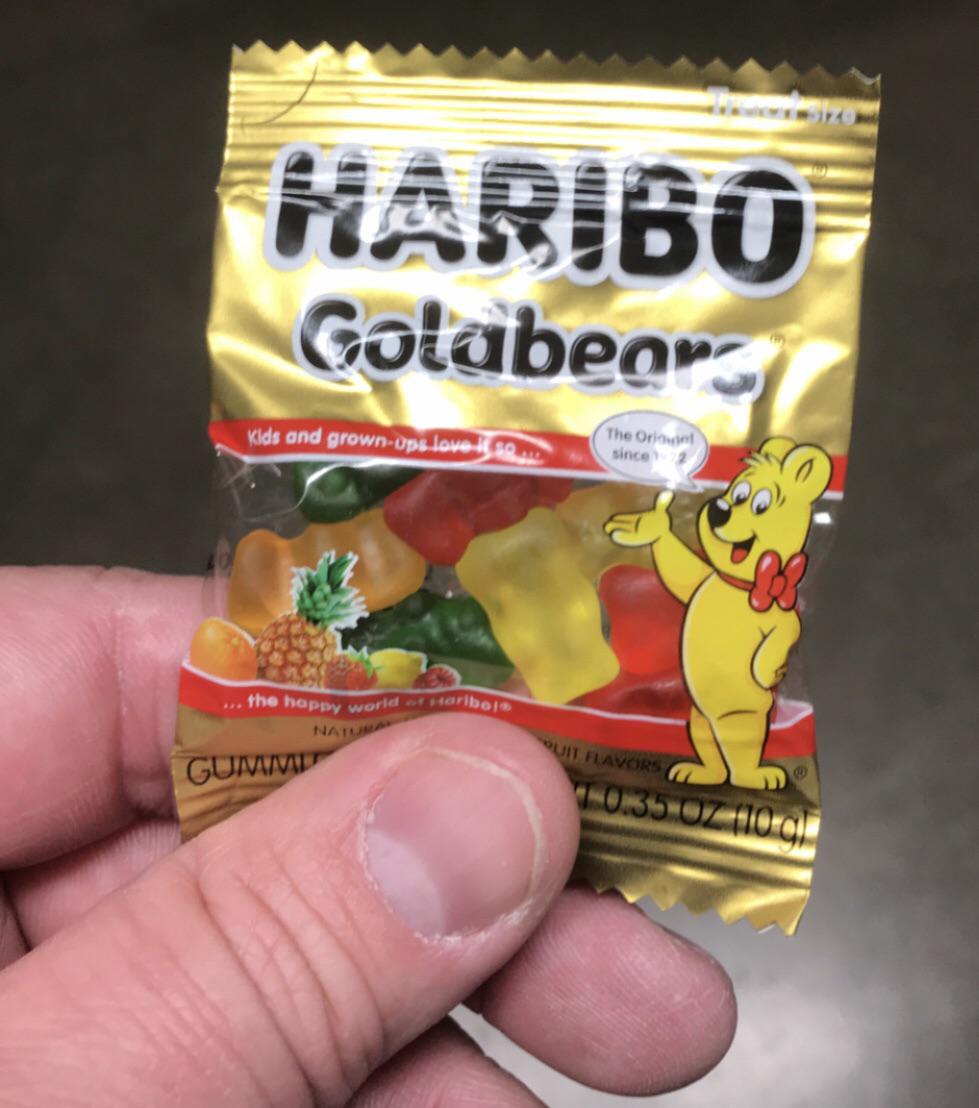 My mini bag of gummy bears is filled with mini gummy bears. r