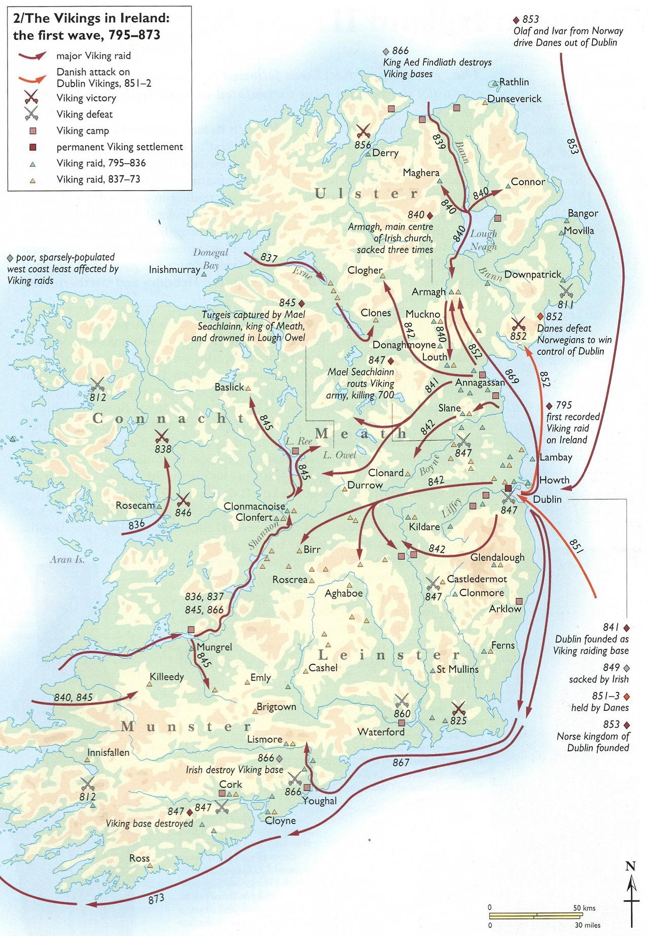 Vikings in Ireland, 795 AD 873 AD. r/MapPorn