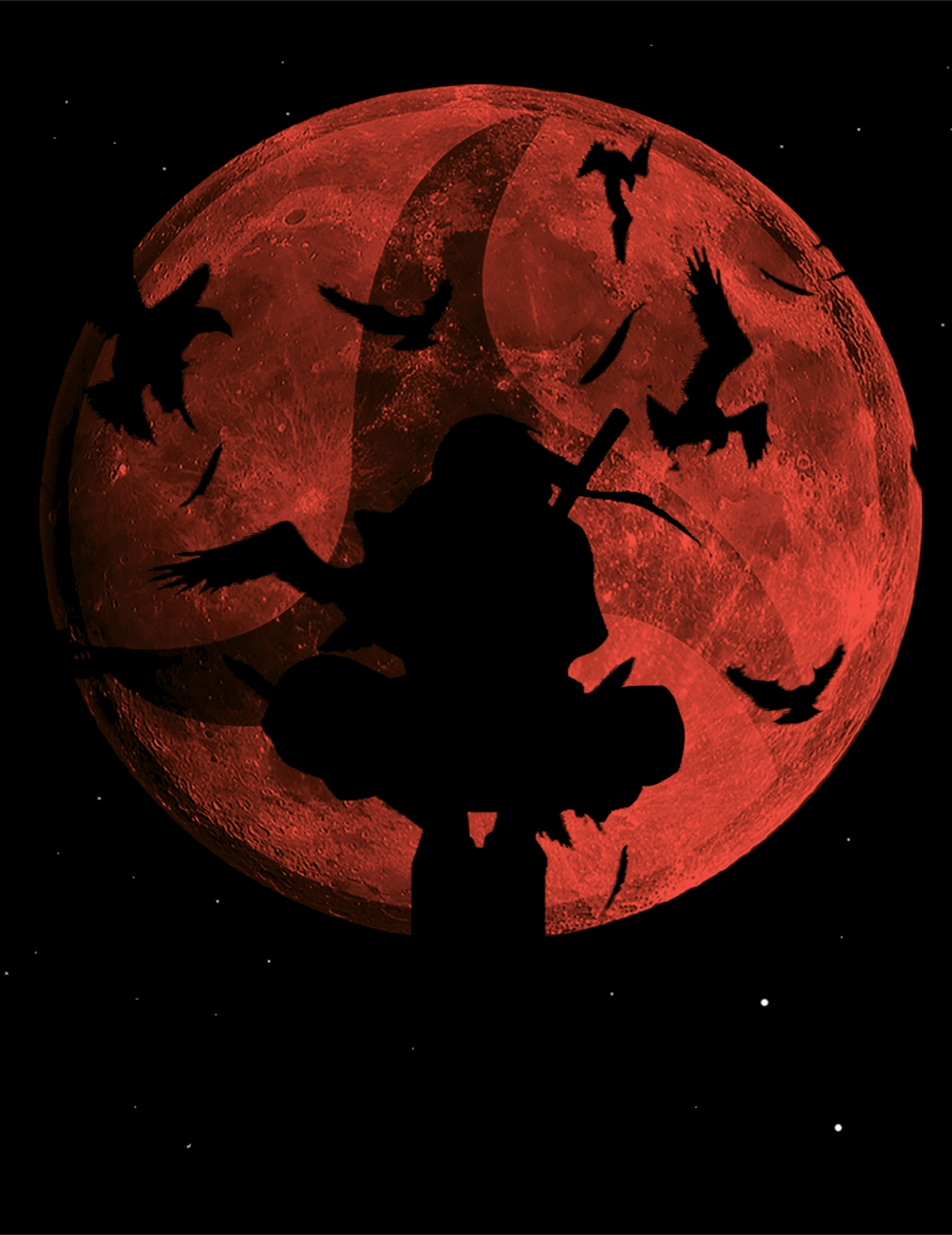 Itachi in front of the moon [1110x1440] r/Amoledbackgrounds