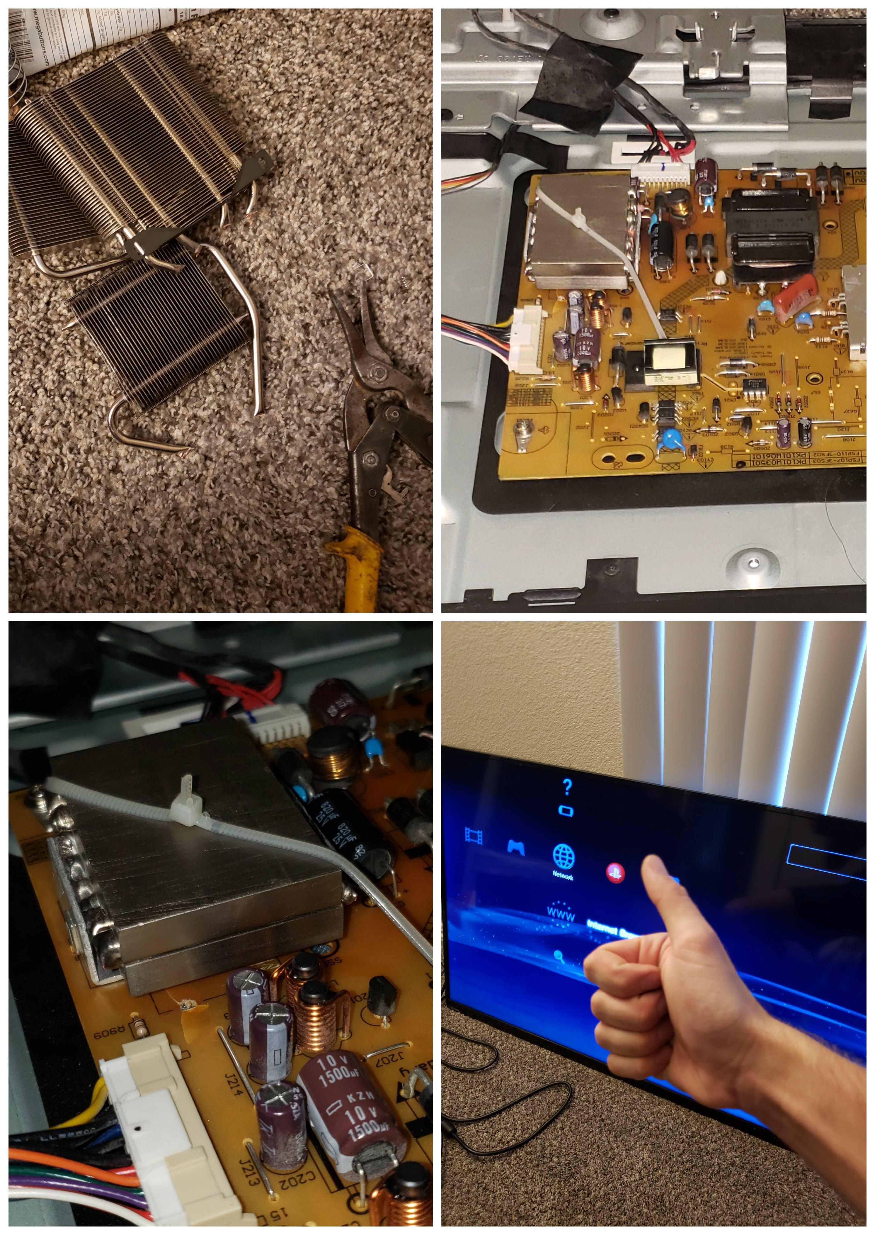 A chip on the TV power supply was overheating, causing the screen to