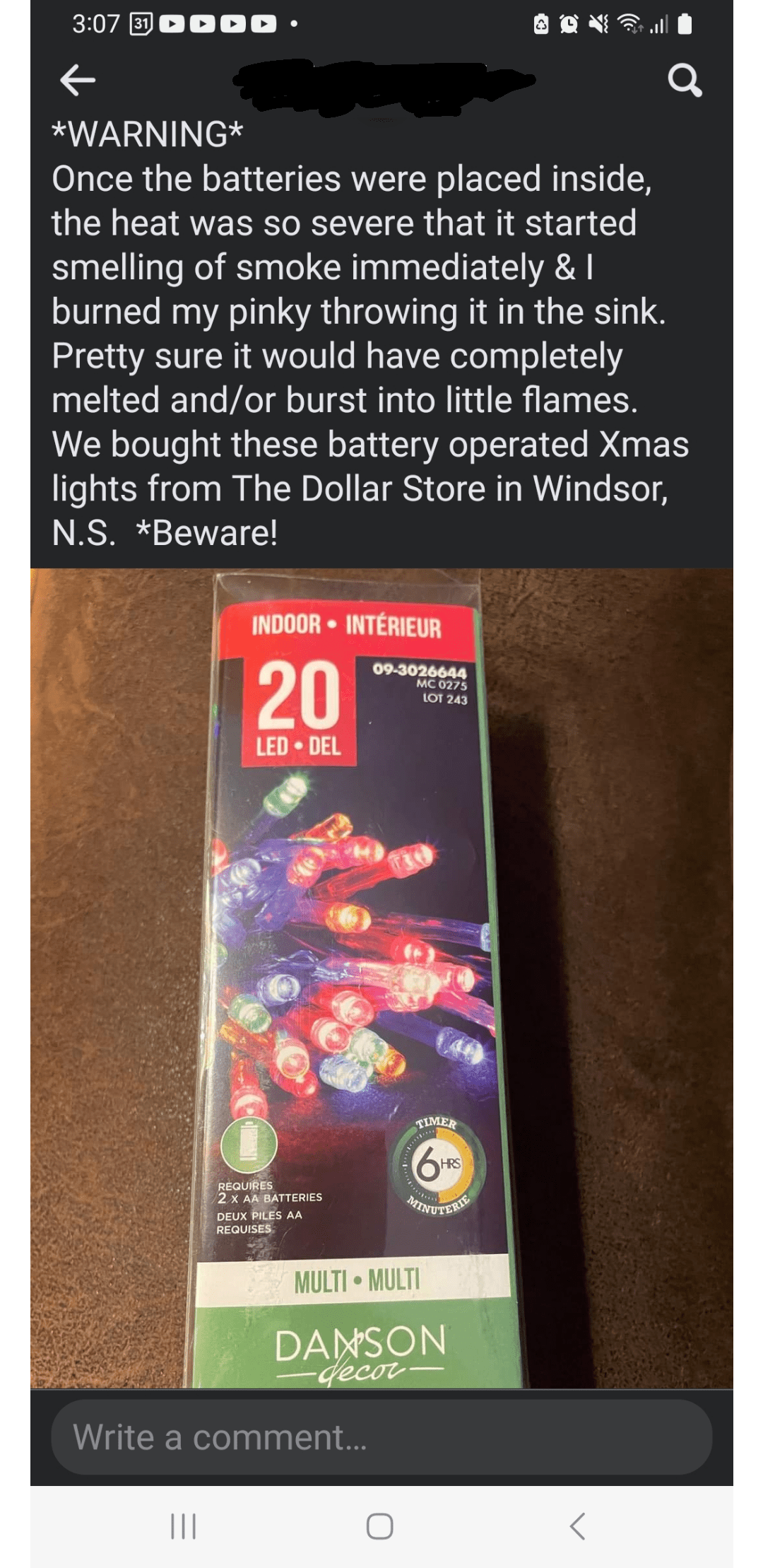 PSA Danson battery operated LED holiday lights from Dollarama. r