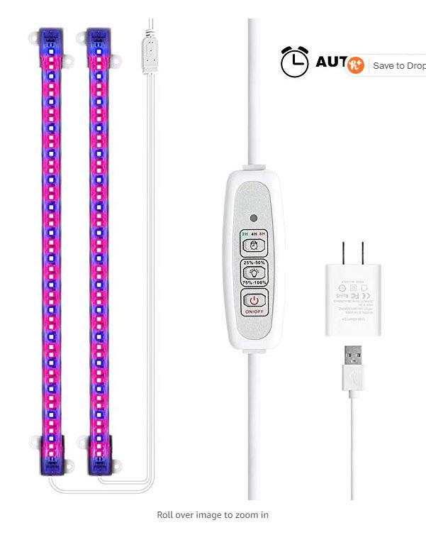 White grow lights houseplants