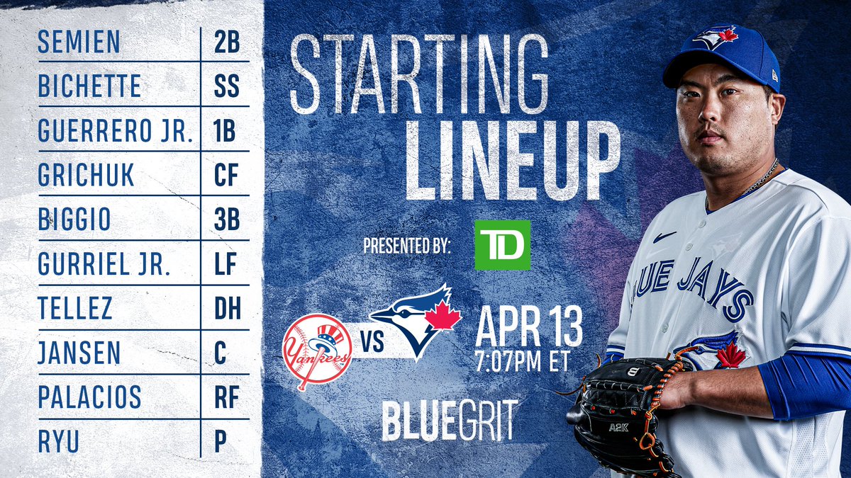 Tonight's lineup vs. Jameson Taillon (NYY) r/Torontobluejays