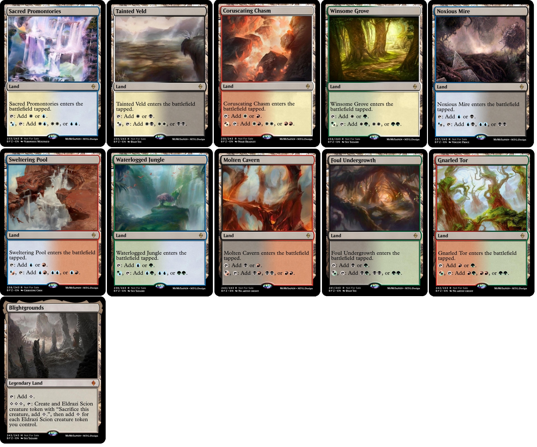 I made an entire cycle of filter/dual lands, plus a little Eldrazi at
