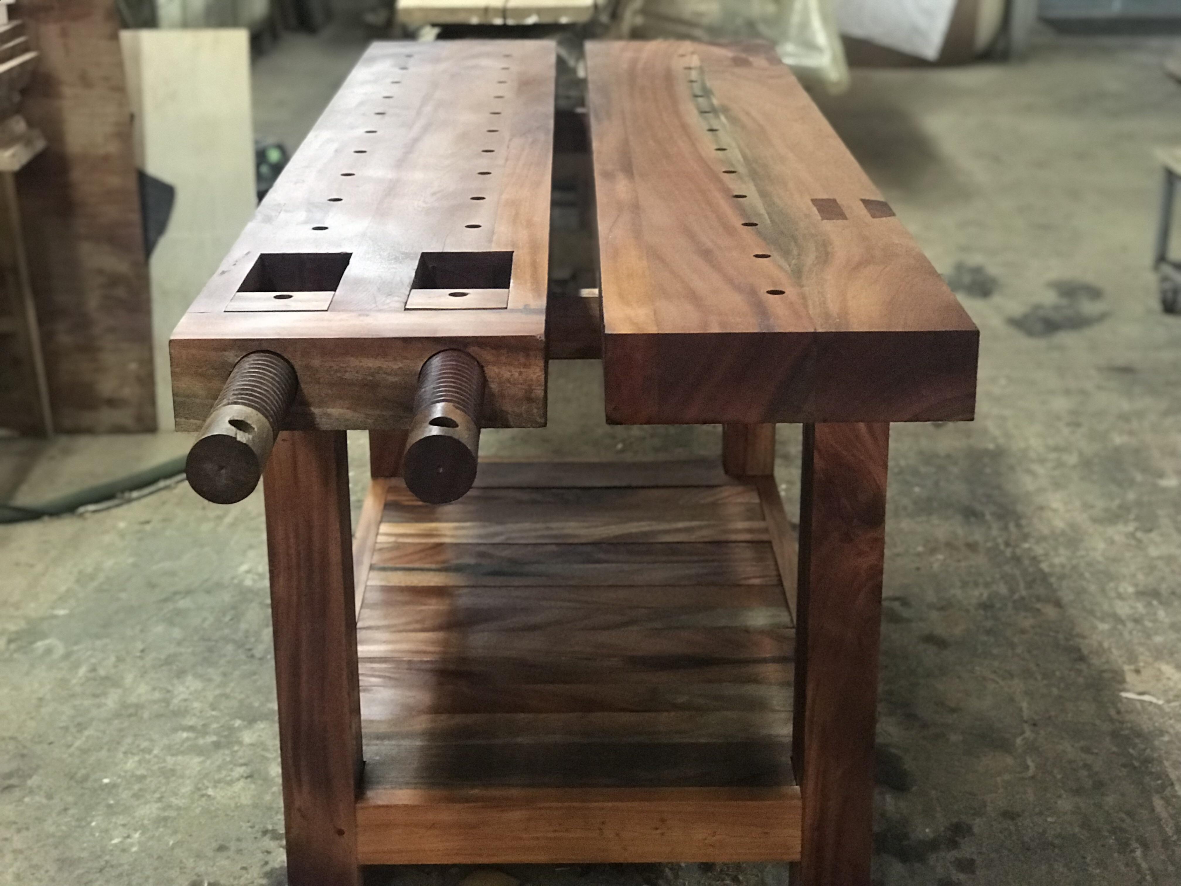 Finally got around to planing, sanding and oiling my African mahogany workbench. r/woodworking
