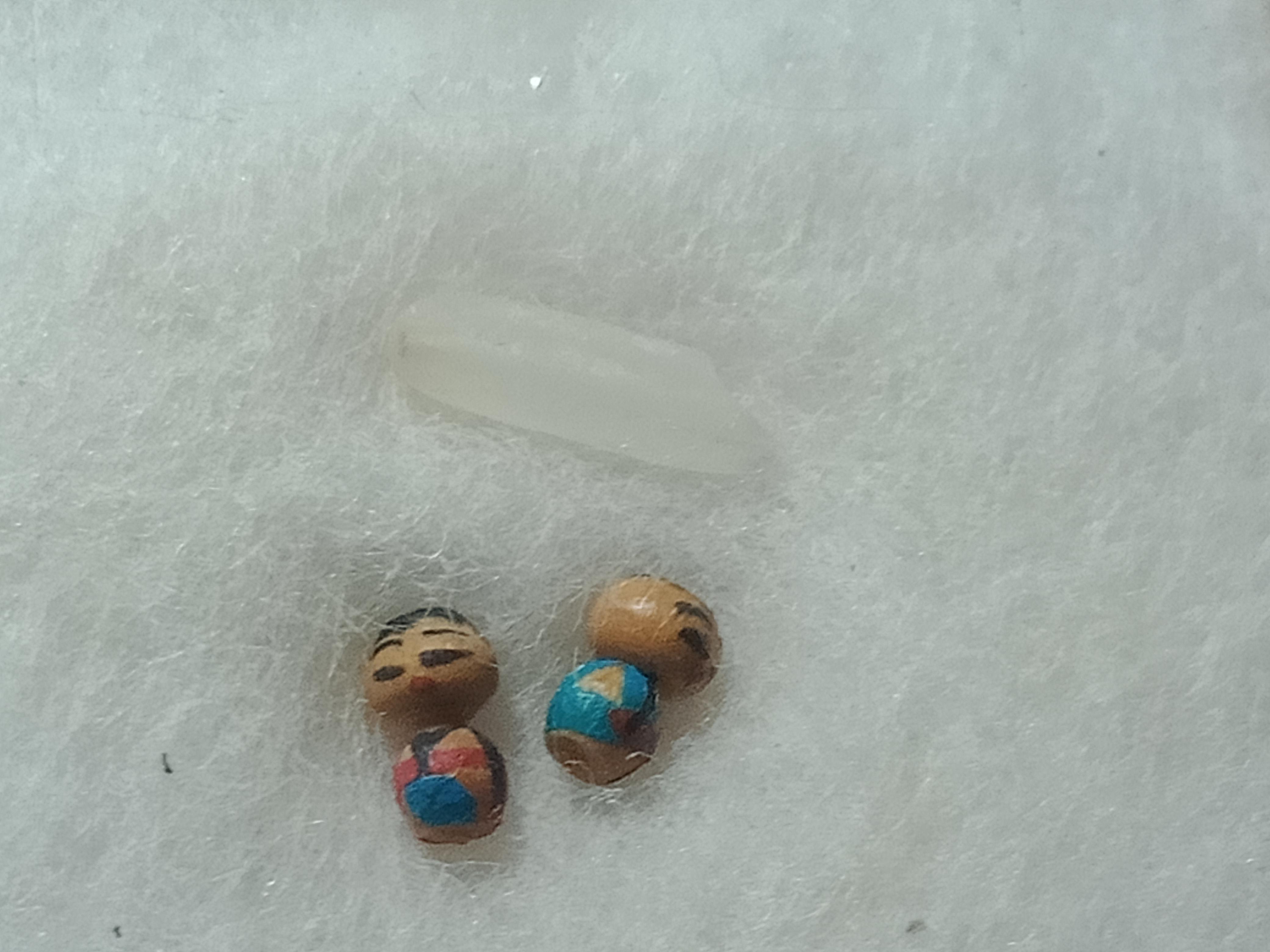 World's smallest dolls at the Hofileña Ancestral House, with a grain of