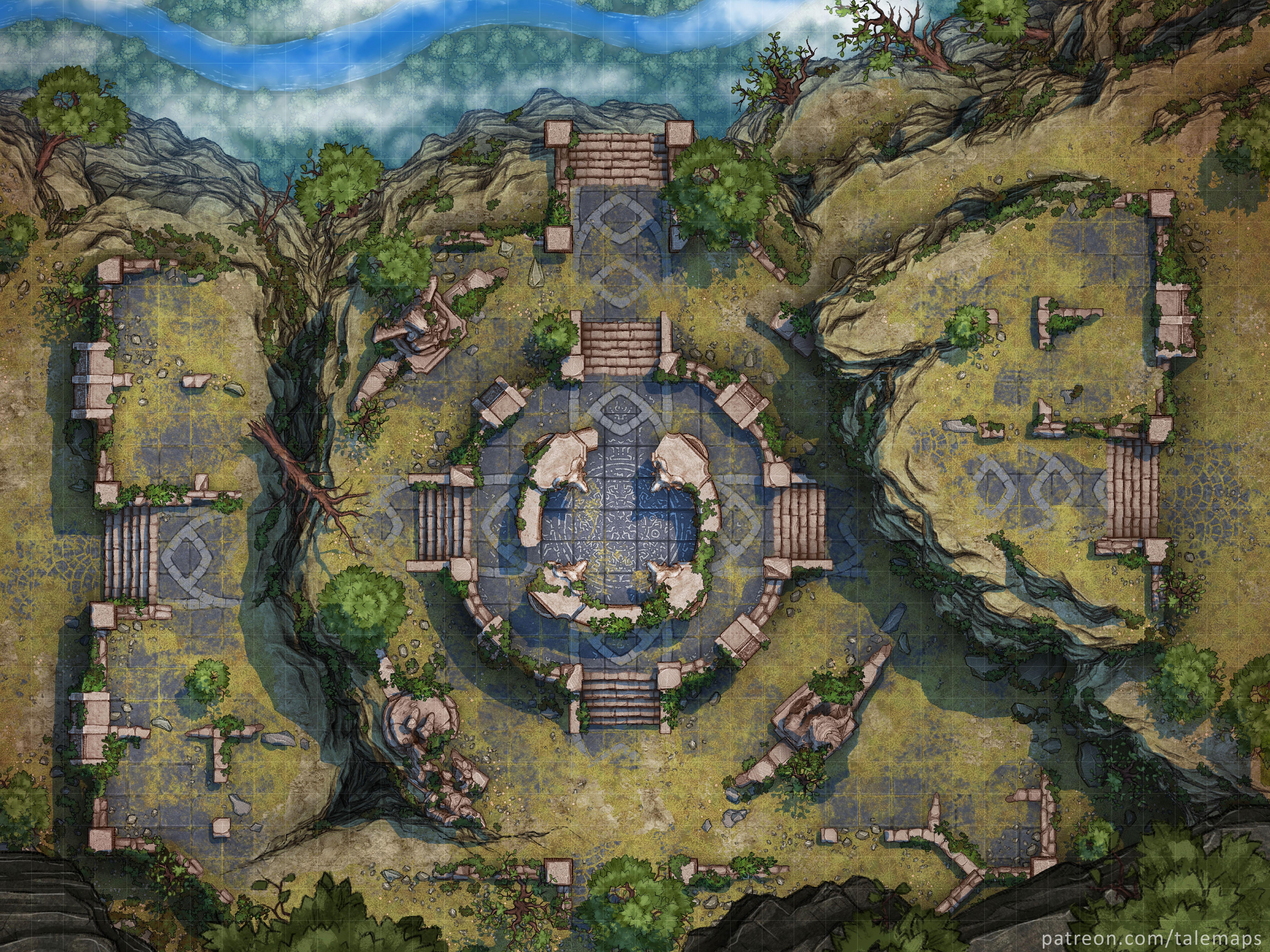 Mountain Temple Ruins (40x30) in 2020 Fantasy map, Temple ruins