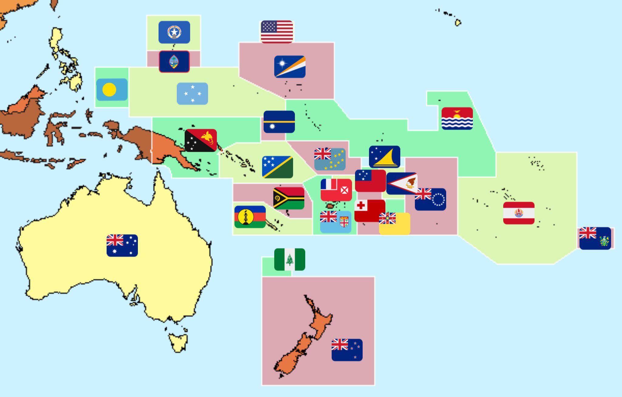 Flags of countries (both independent and dependencies) of Oceania r