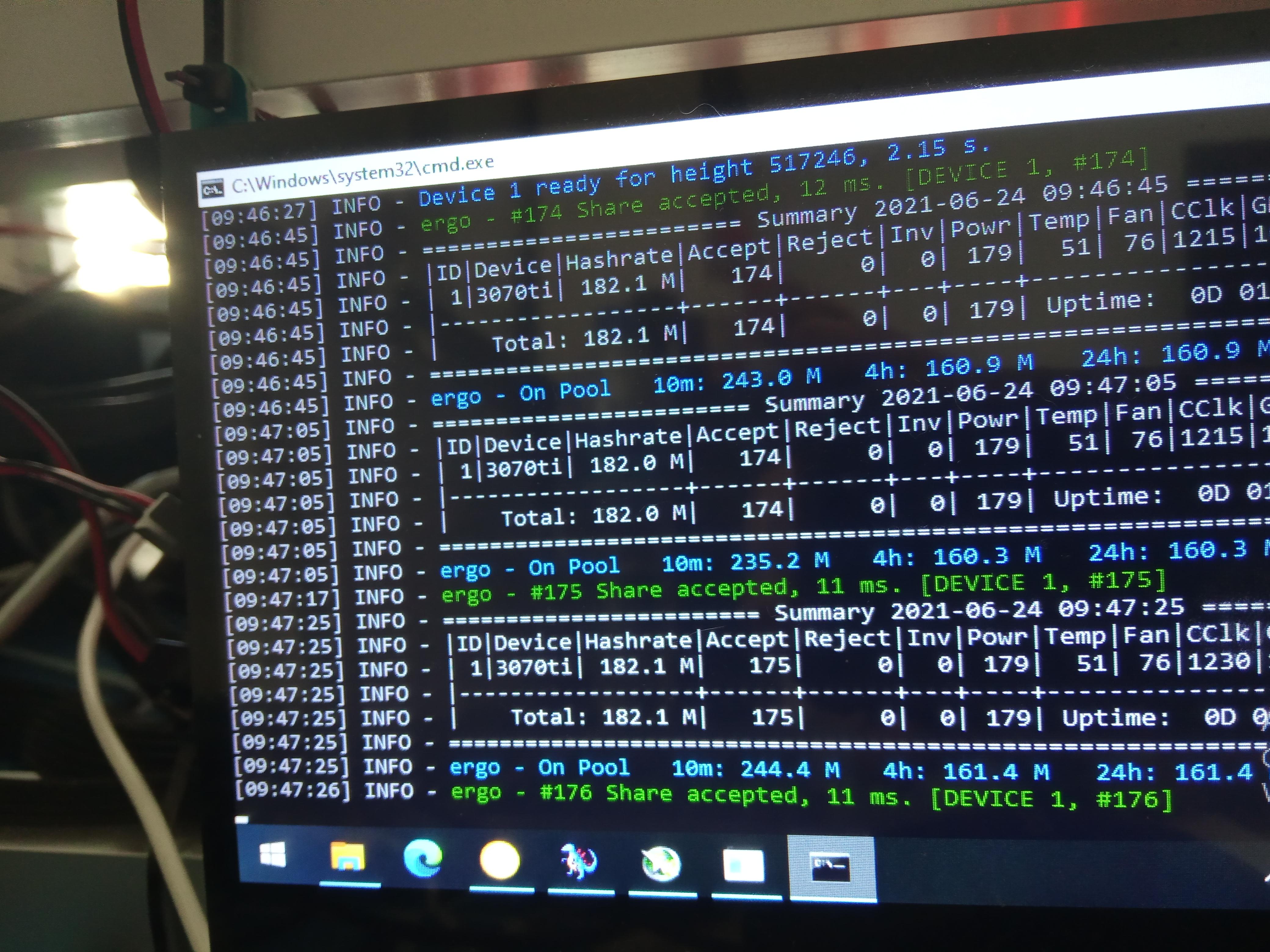 Nbminer Ergo 182hashrate for 3070ti r/erg_miners