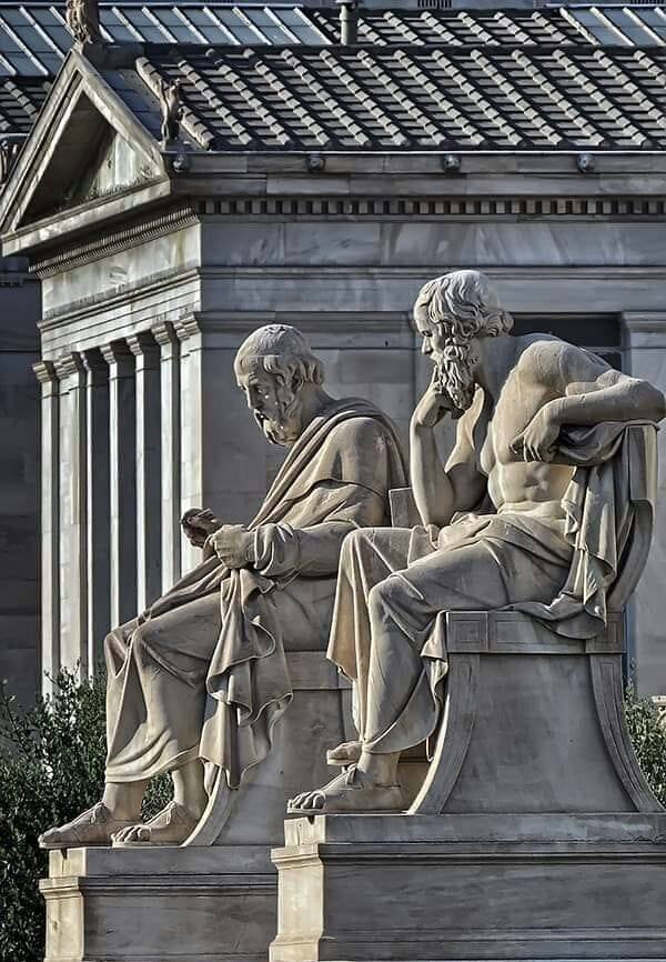 Socrates and Plato thinking. Academy of Athens, Greece. r/europe