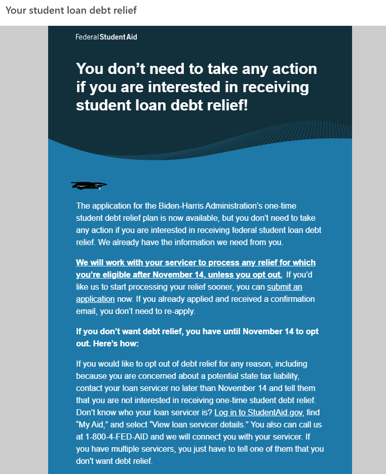 Did anybody else get this email from DoE saying "You don't need to take