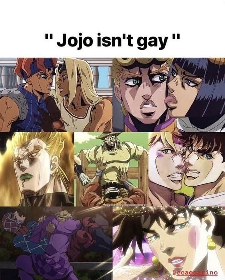 Qual a melhor desculpa pra dizer que JoJo não é gay r/animebrasil