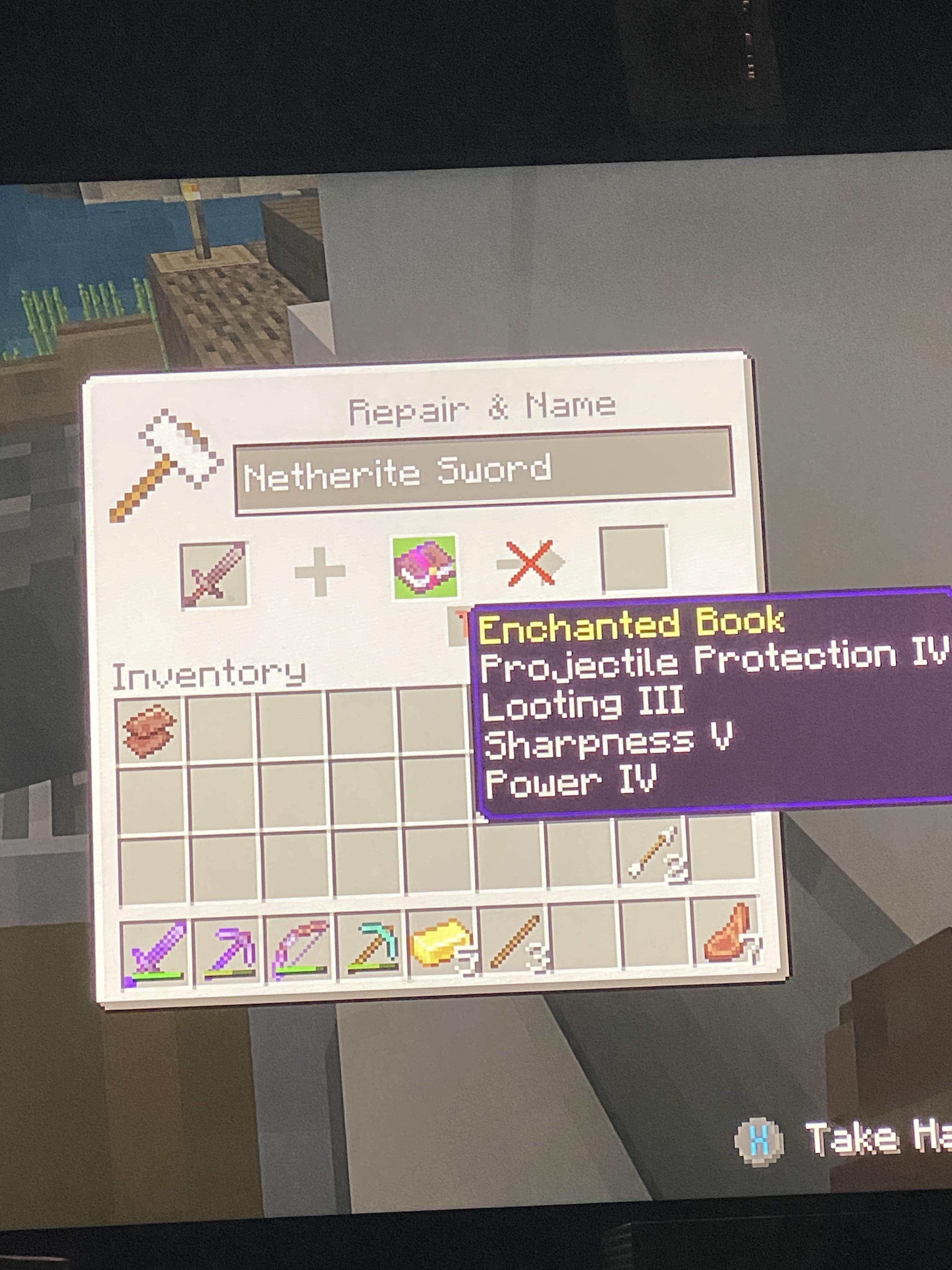 So I was attempting to make a very good sword on Minecraft bedrock Xbox