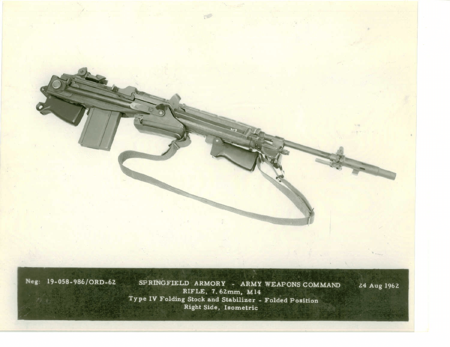 M14 with prototype folding stock, pistol grip, and forward vertical