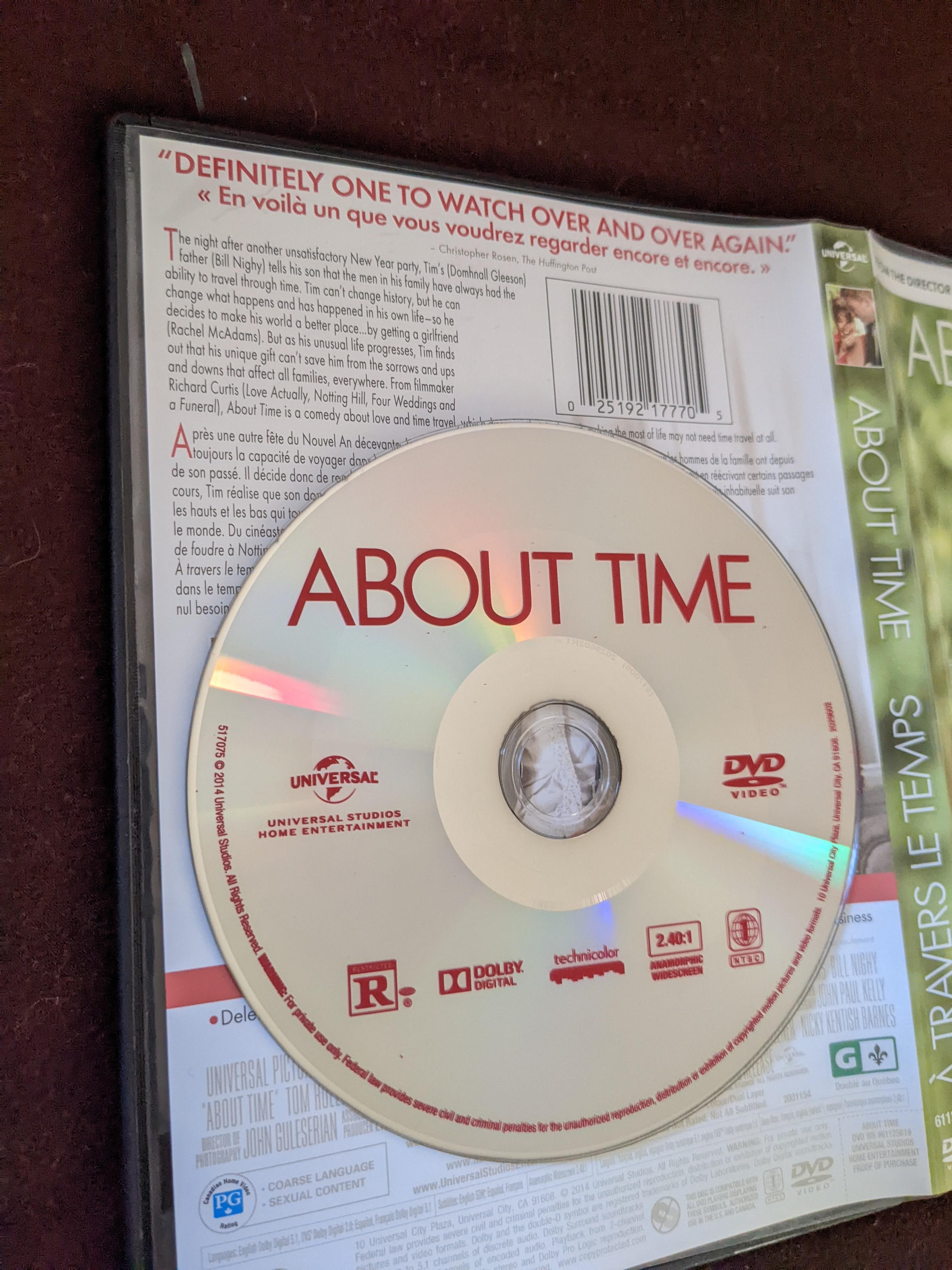 The Canadian DVD for About Time as three completely different ratings
