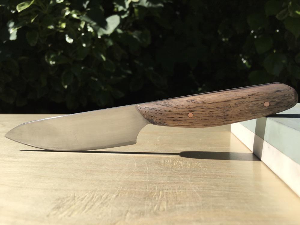 Super pleased with my first knife! Made with hand tools. Plenty of