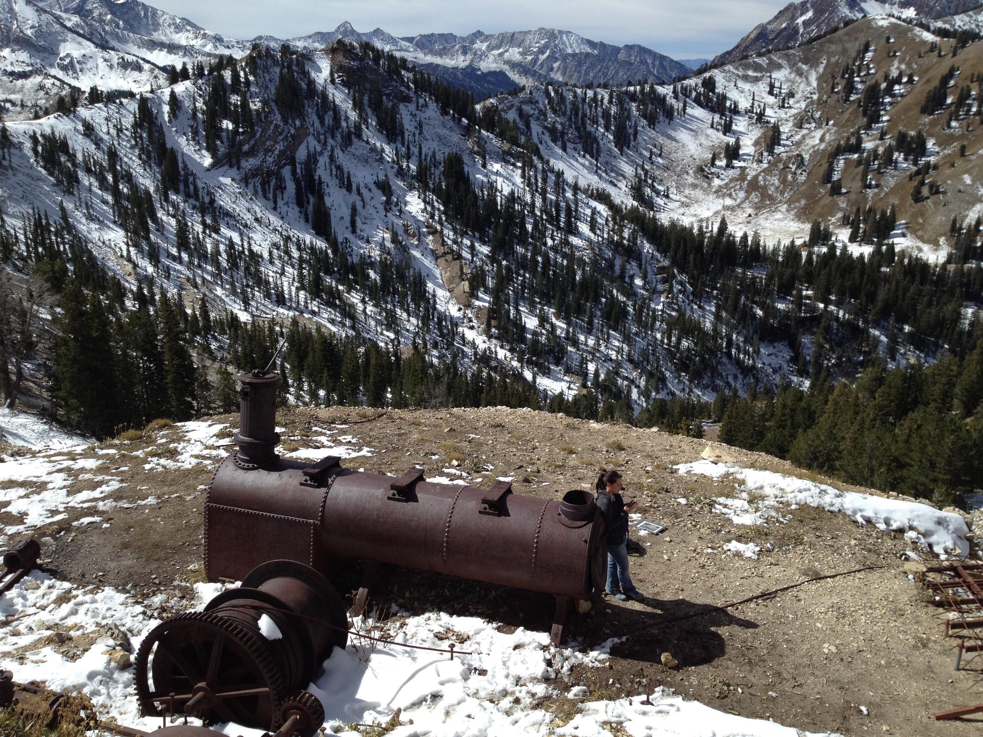 The abandoned boiler and mineshaft hoist of the Prince of Wales Mine