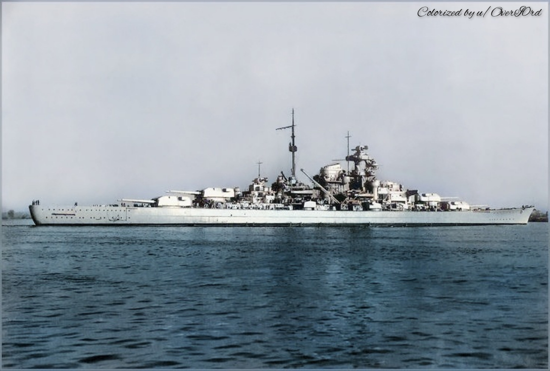 The German battleship Bismarck, upon completion in early 1941 by the