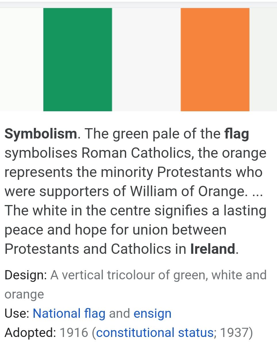 Ireland's national flag has symbolised peace in the whole island of