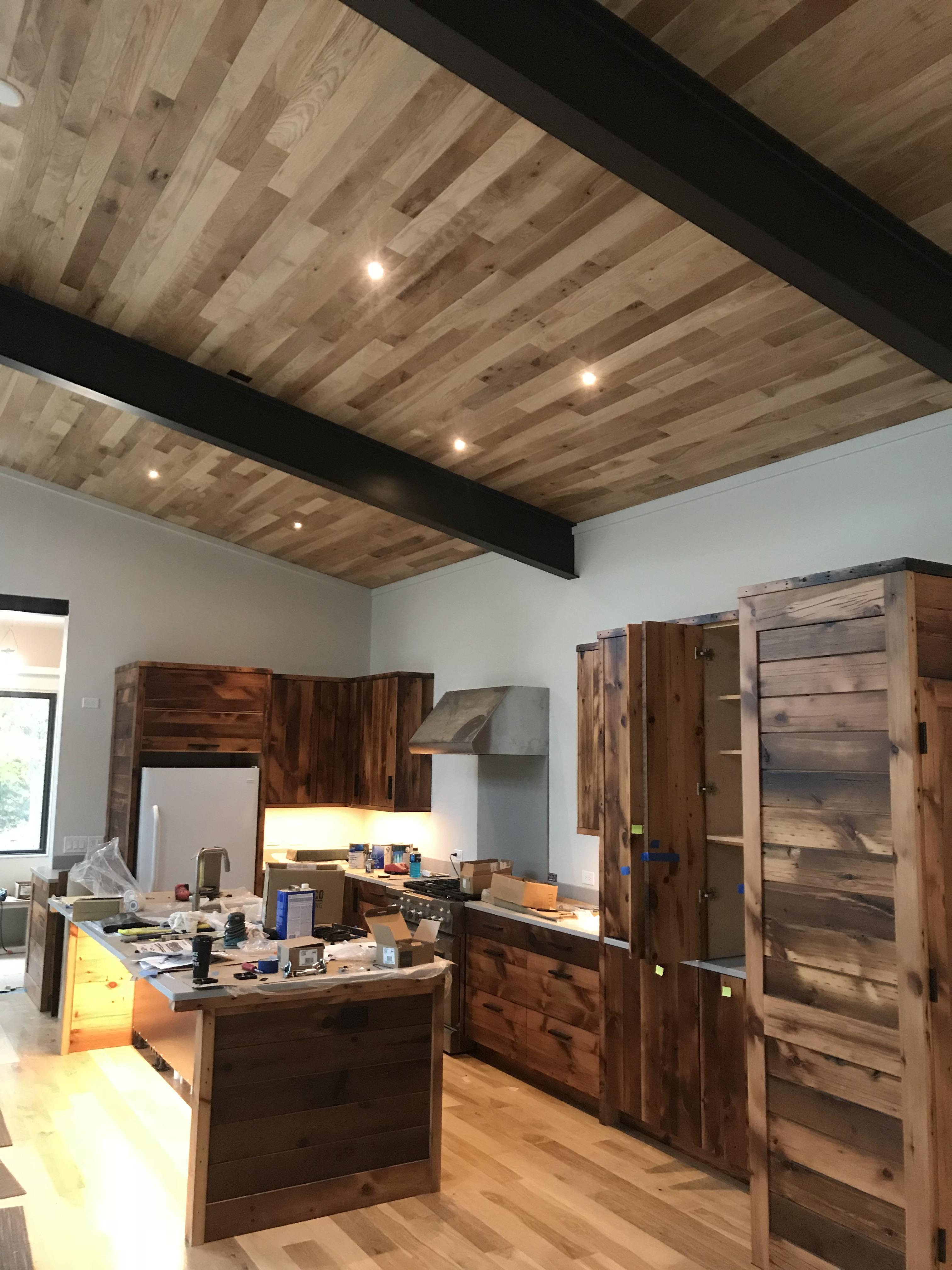 Hardwood ceiling! First for me but turned out beautiful! r/Carpentry