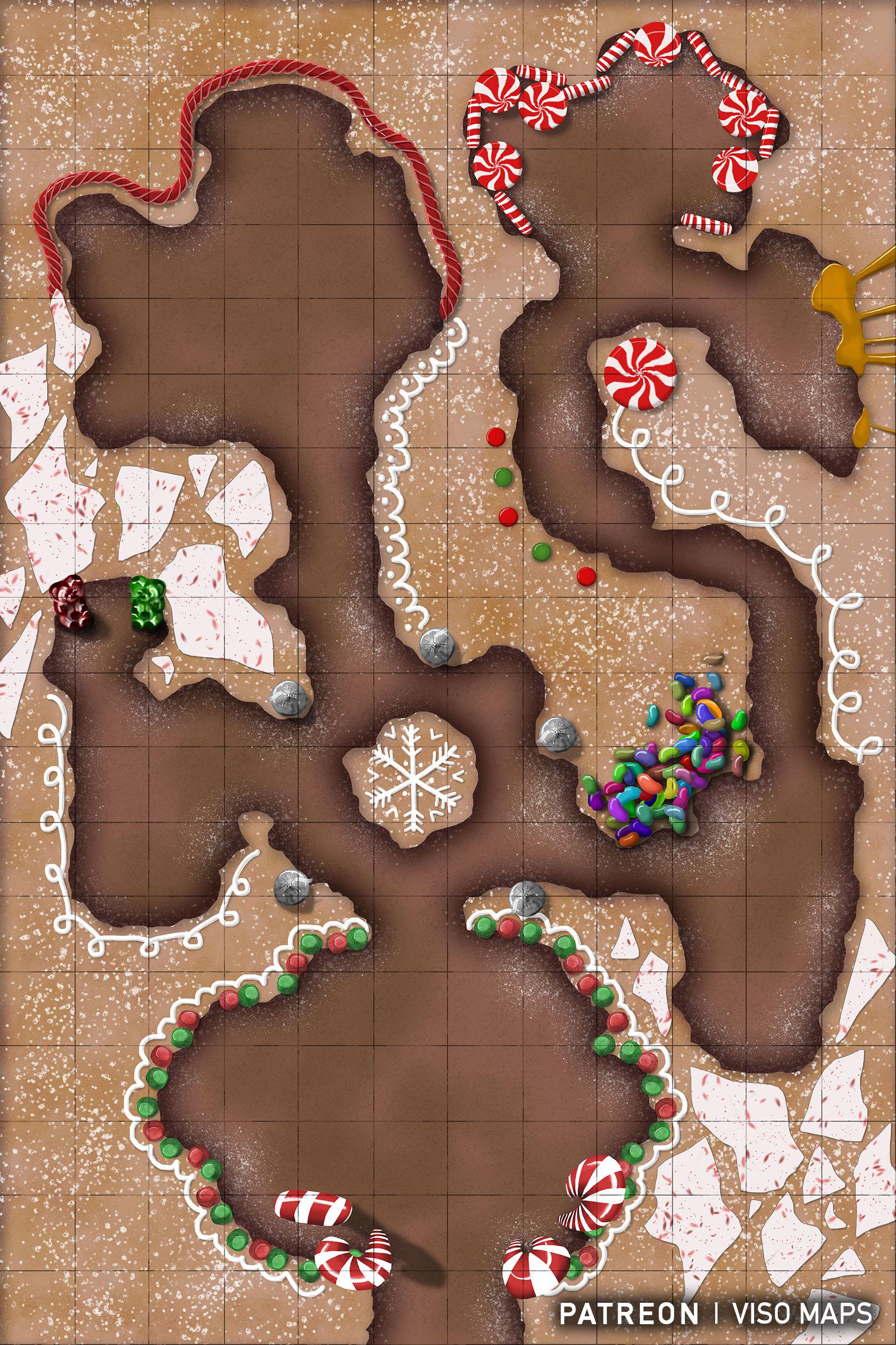 Holiday Gingerbread Dungeon [12x18] [Battlemap] [OC] [300DPI] r
