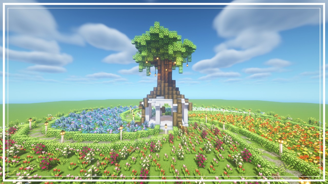 Aesthetic Flower Garden with spiral design r/Minecraft