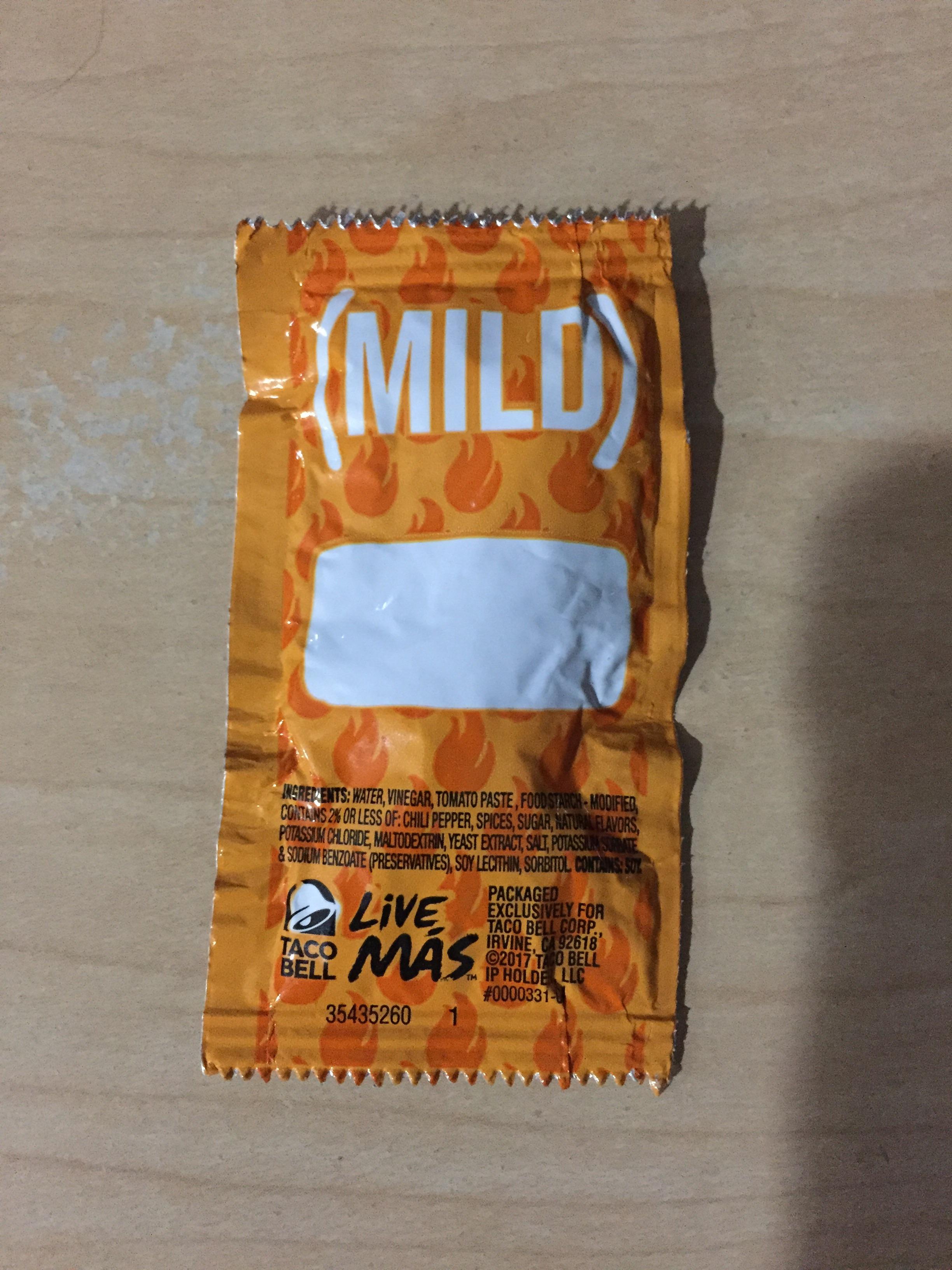 This Taco Bell mild sauce doesn't have a message on it r