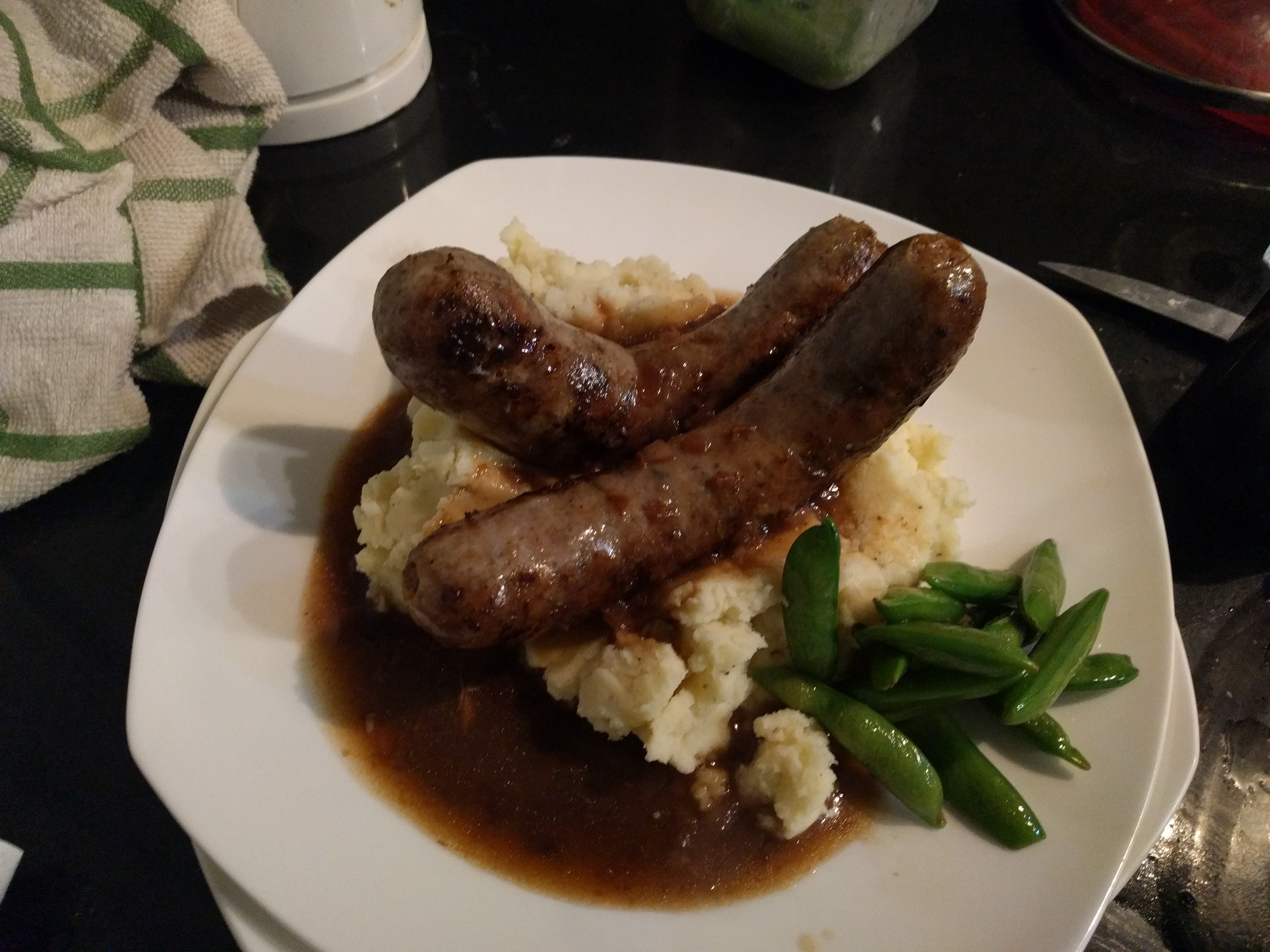 [Homemade] Sousvide cumberland Sausages on garlic mash with a Balsamic