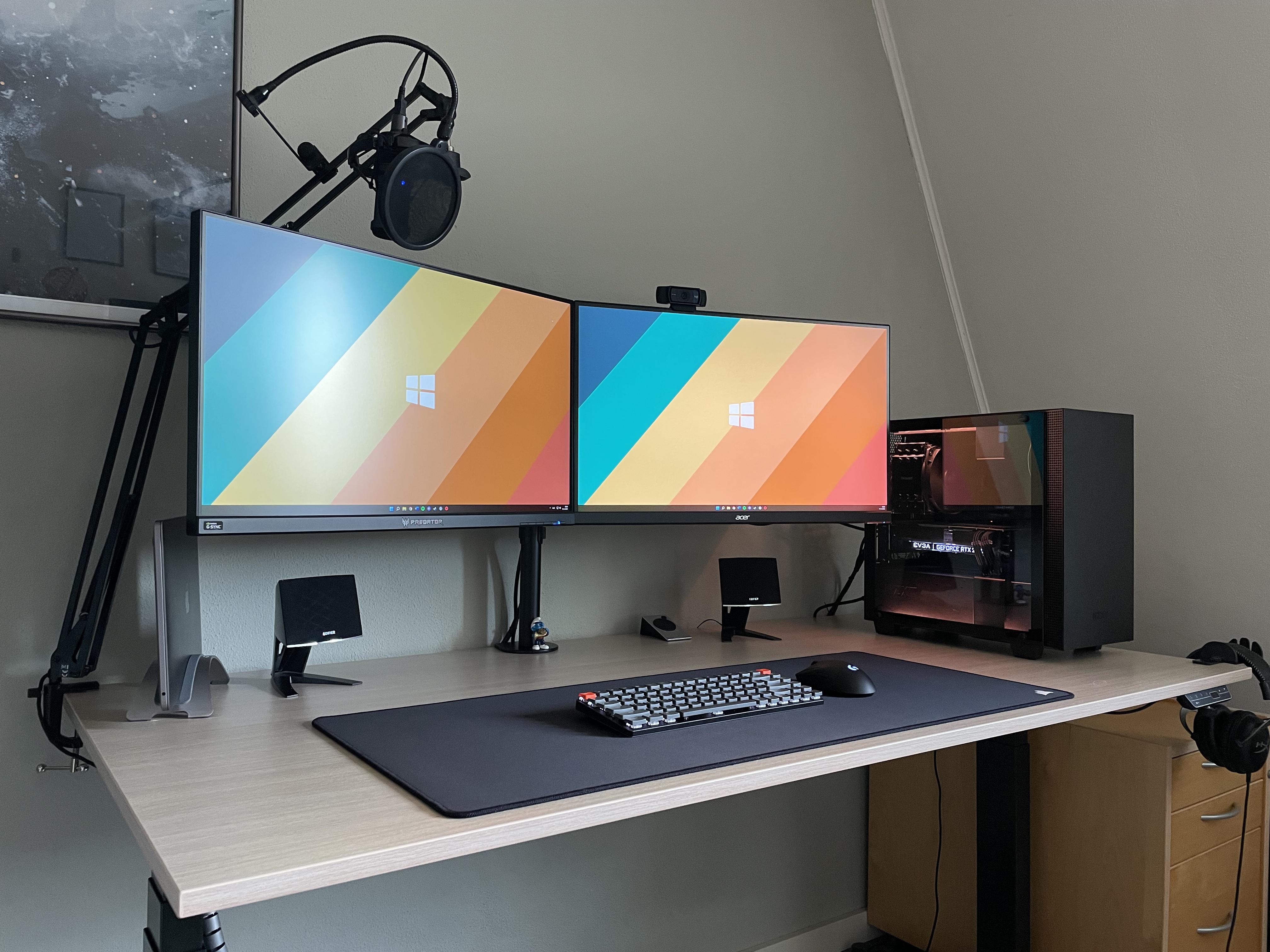 My freshly redesigned gaming/office workspace on a sitstand desk. Any