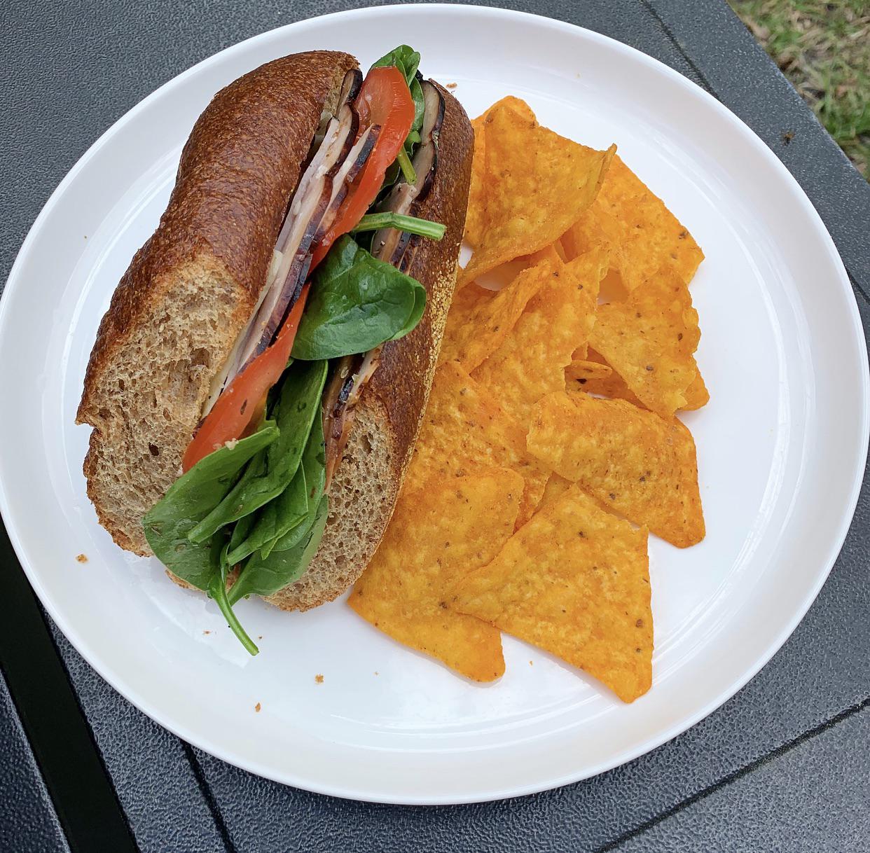 Today's lunch creation! Publix WholeWheat Sub Roll with Mayo, Spicy