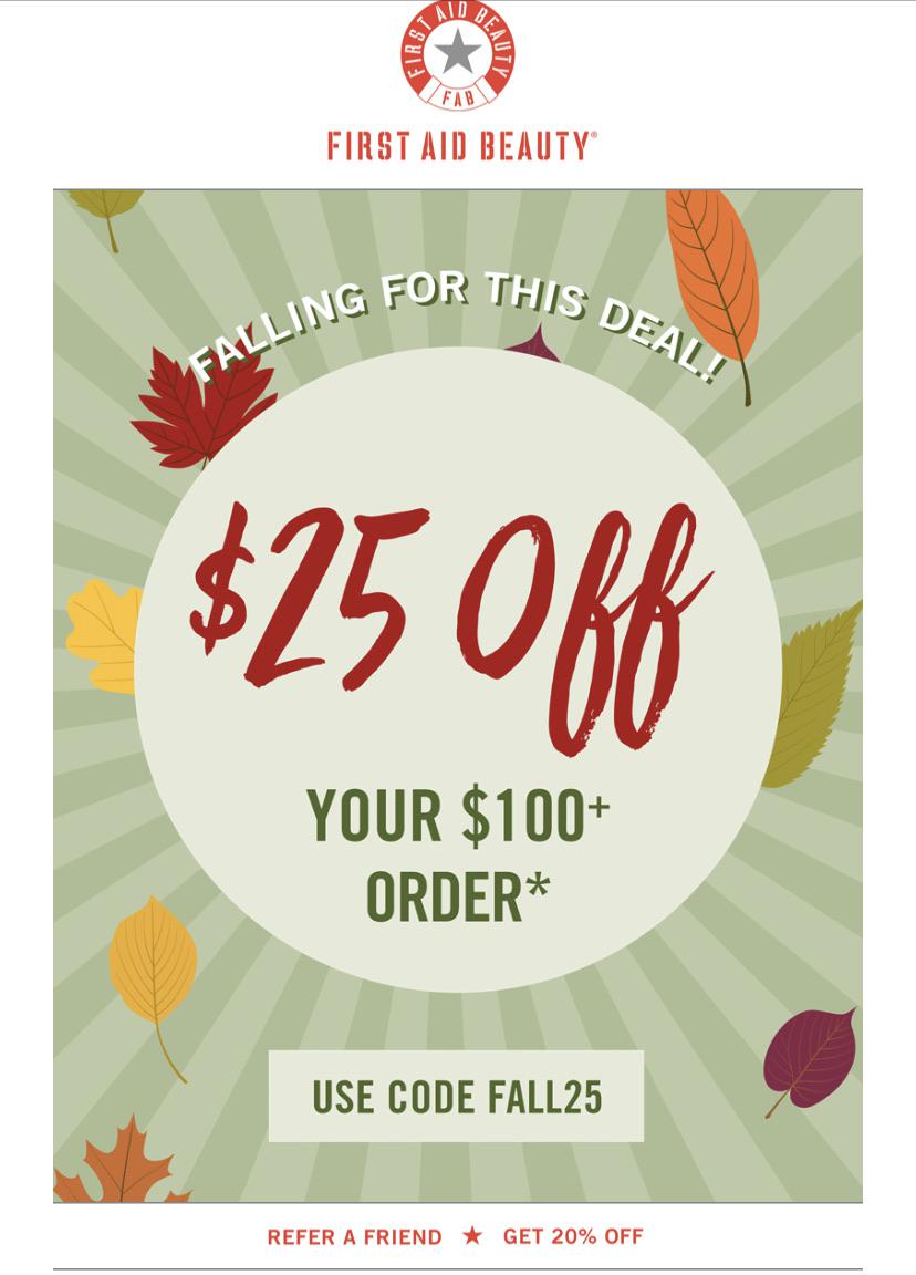 First Aid Beauty 25 off 100 code FALL25 r/MUAontheCheap