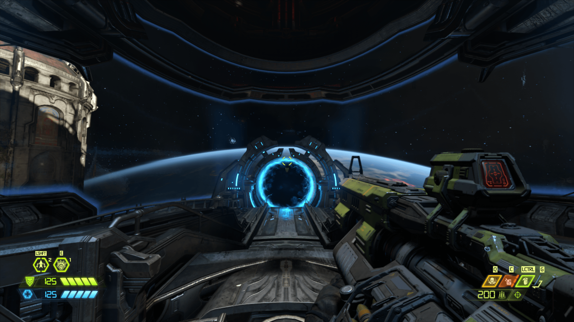 The room where the portal is at doom fortress looks like a helmet HUD