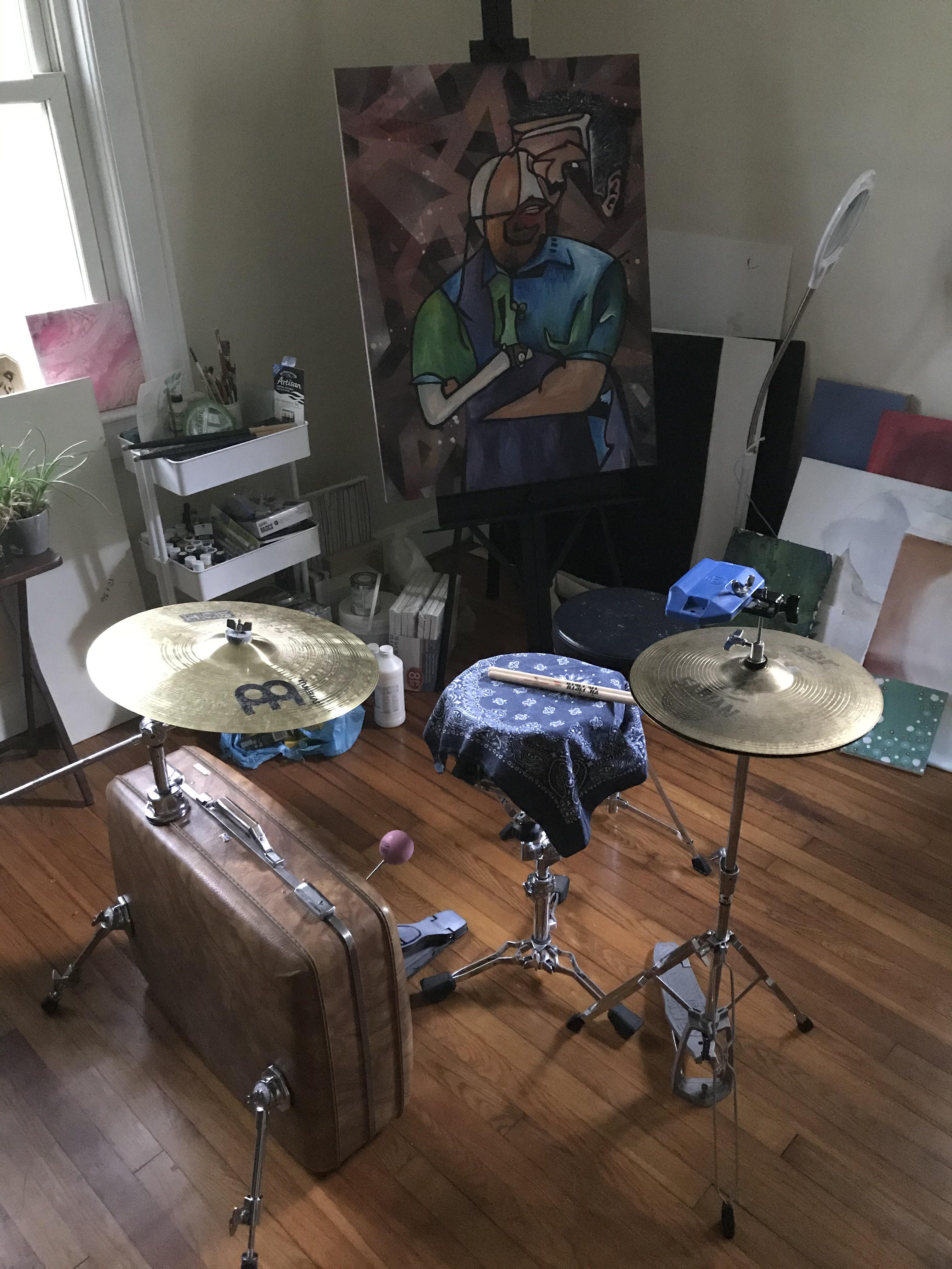 Almost done with my suitcase drum kit build. Might want to add a 4” Tom