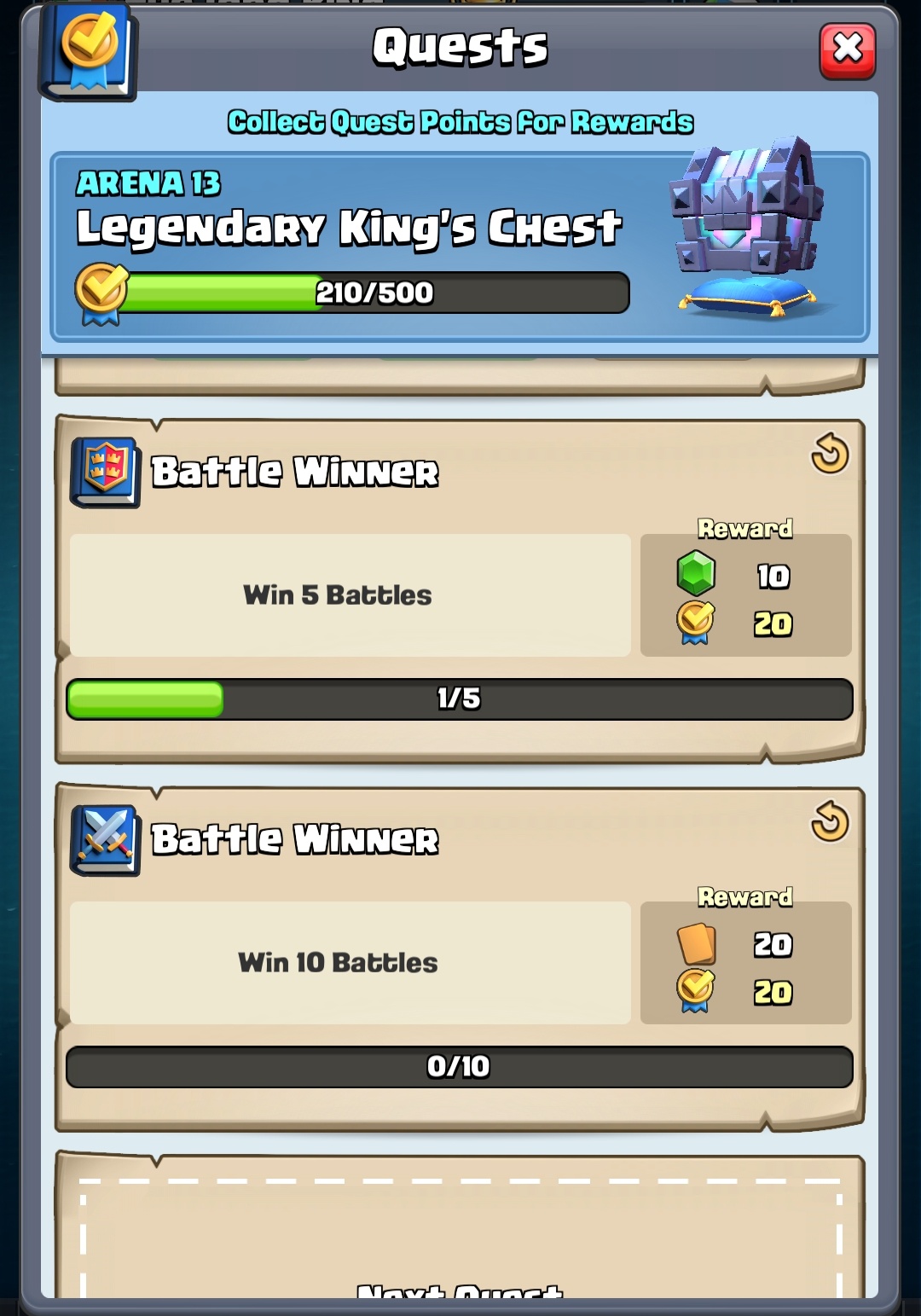 In the new quests, rewards are not proportional. Both 5 battle wins and 10 battle wins give 20
