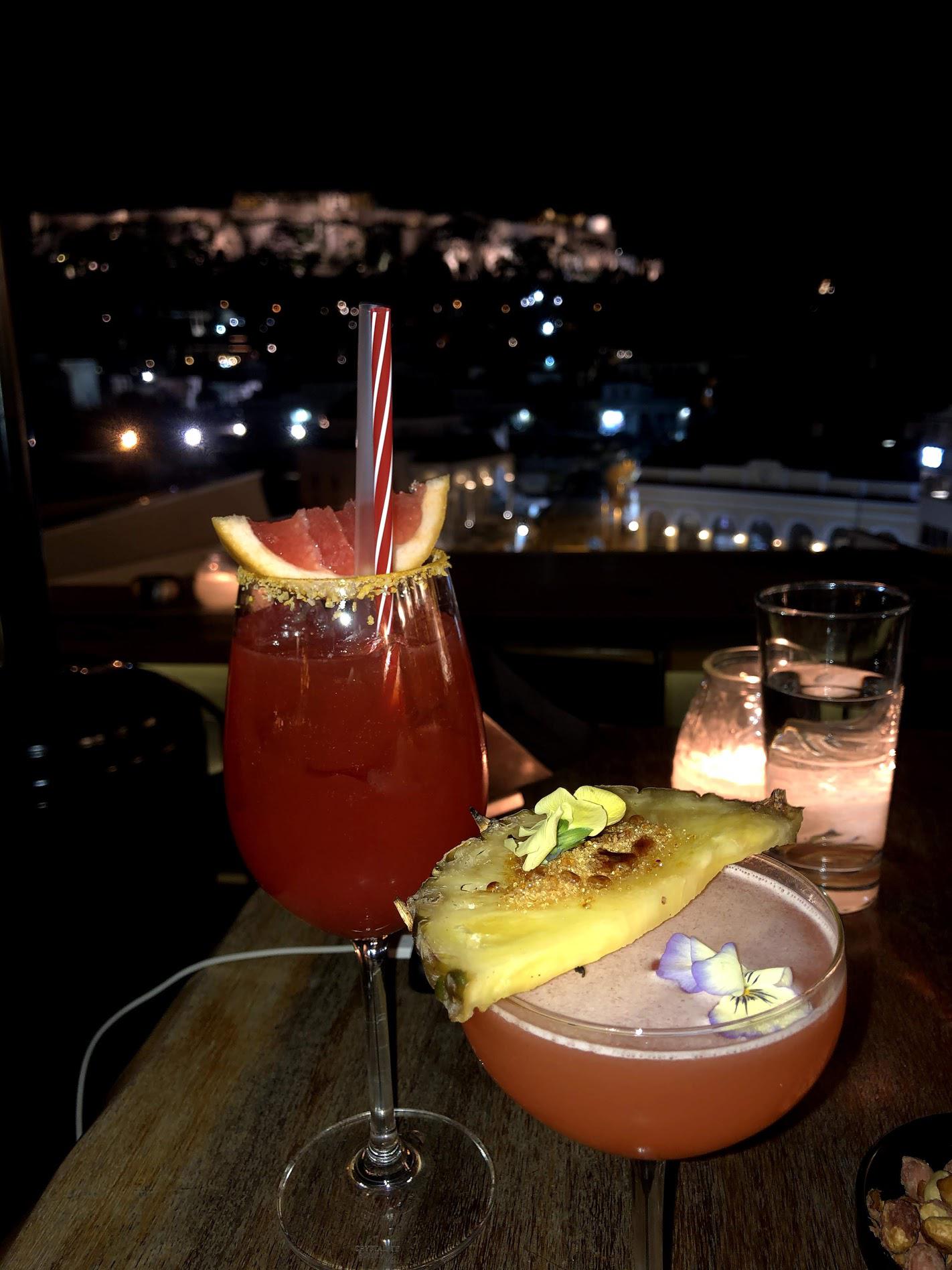 Guilty Pleasure and Nostalgia MS Roof Garden Bar, Athens, with the Acropolis in the background