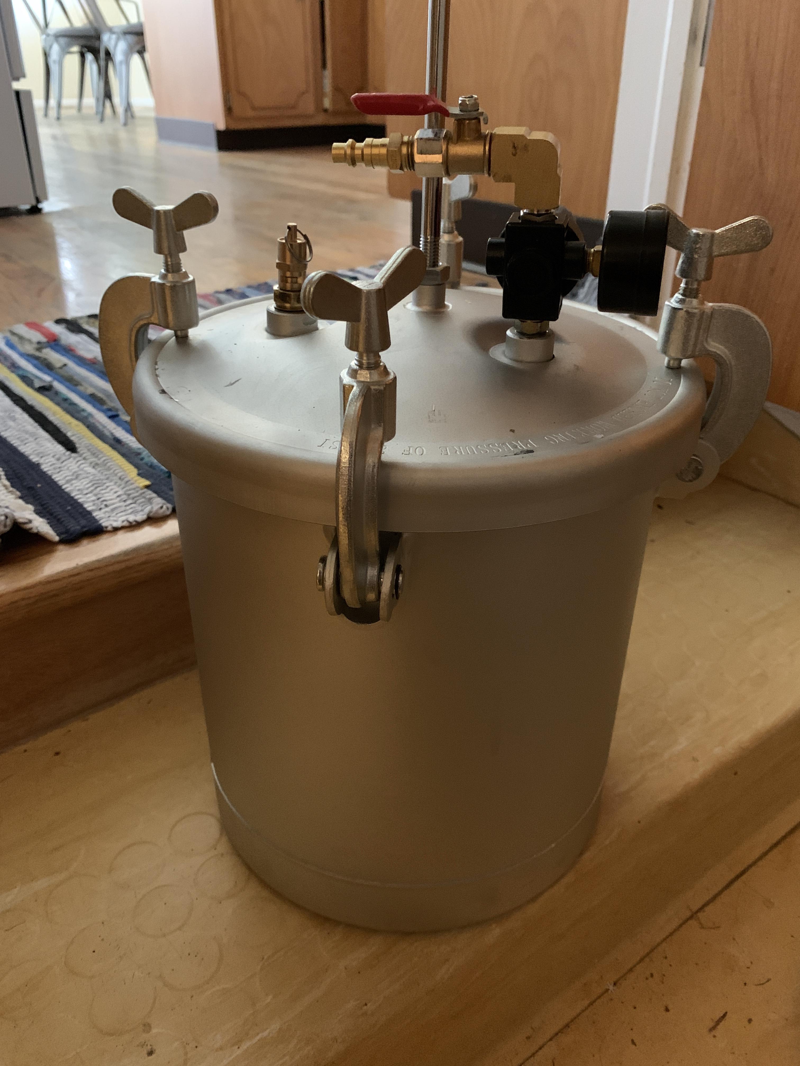 Got my pressure pot sealed and assembled last night. Fingers crossed it