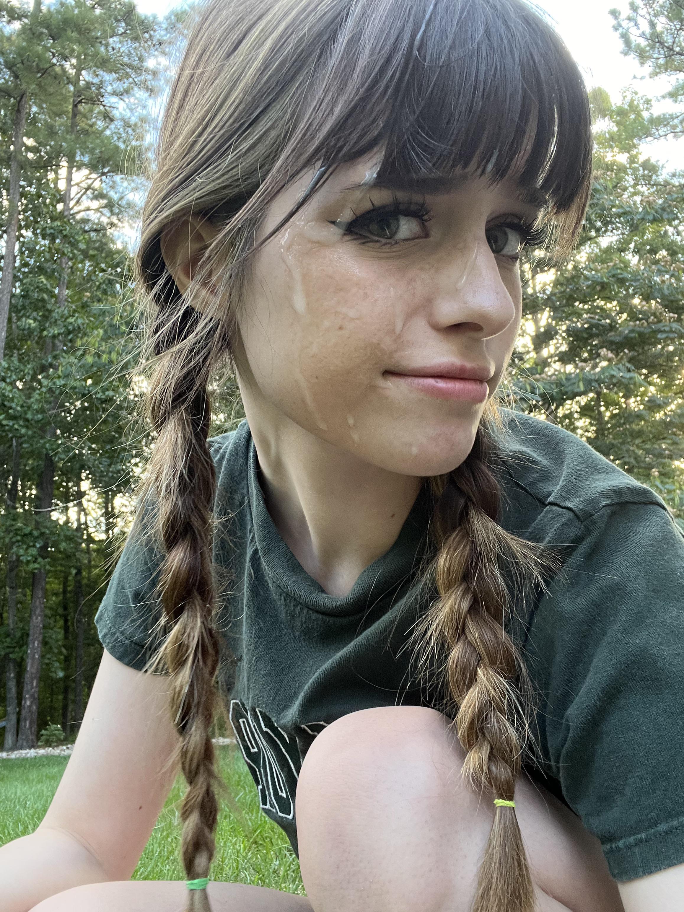 Wearing facials outside is risky business 😅 : amateurcumsluts