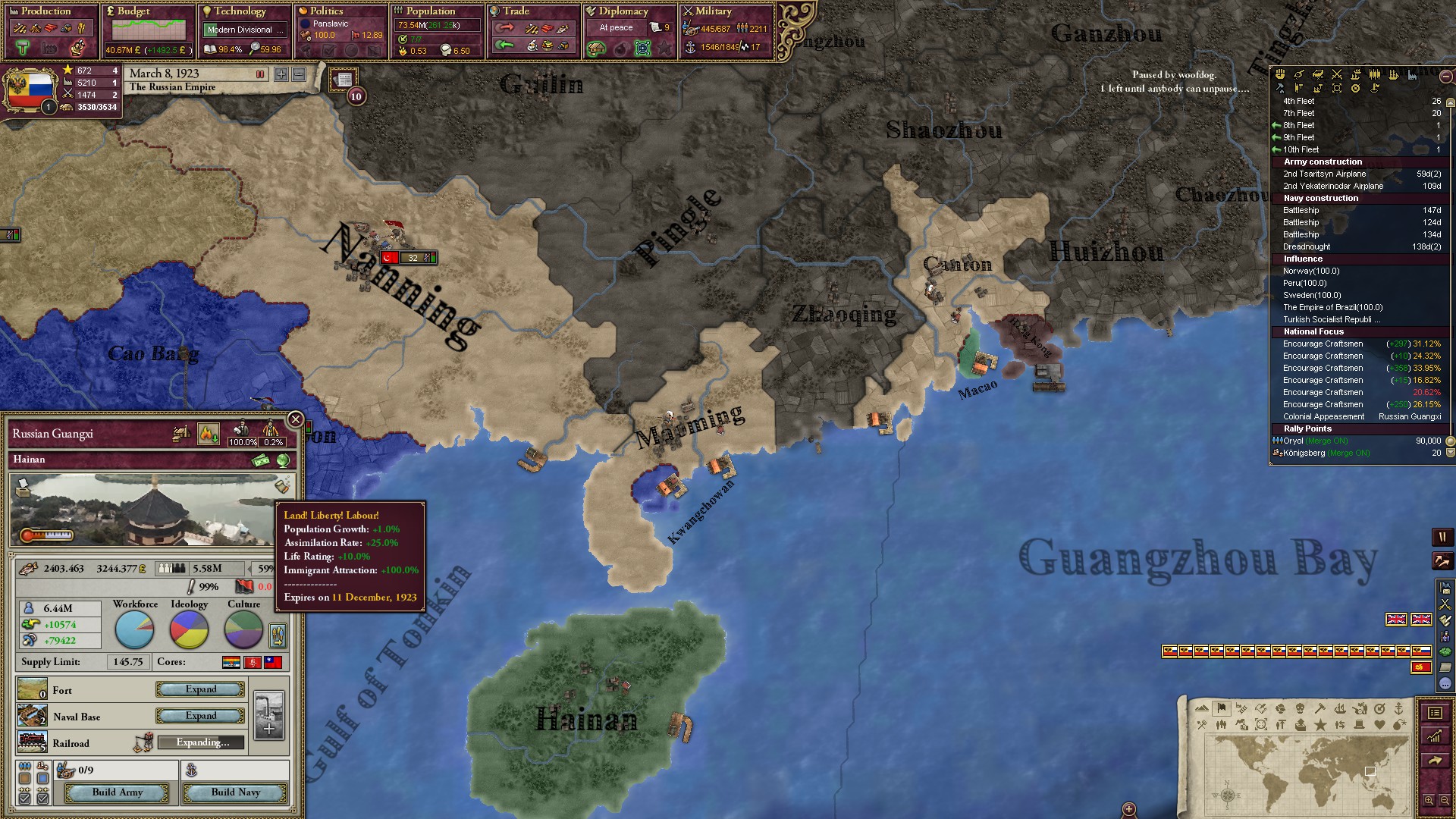 Land! Liberty! Labour! is quite powerful for population growth r